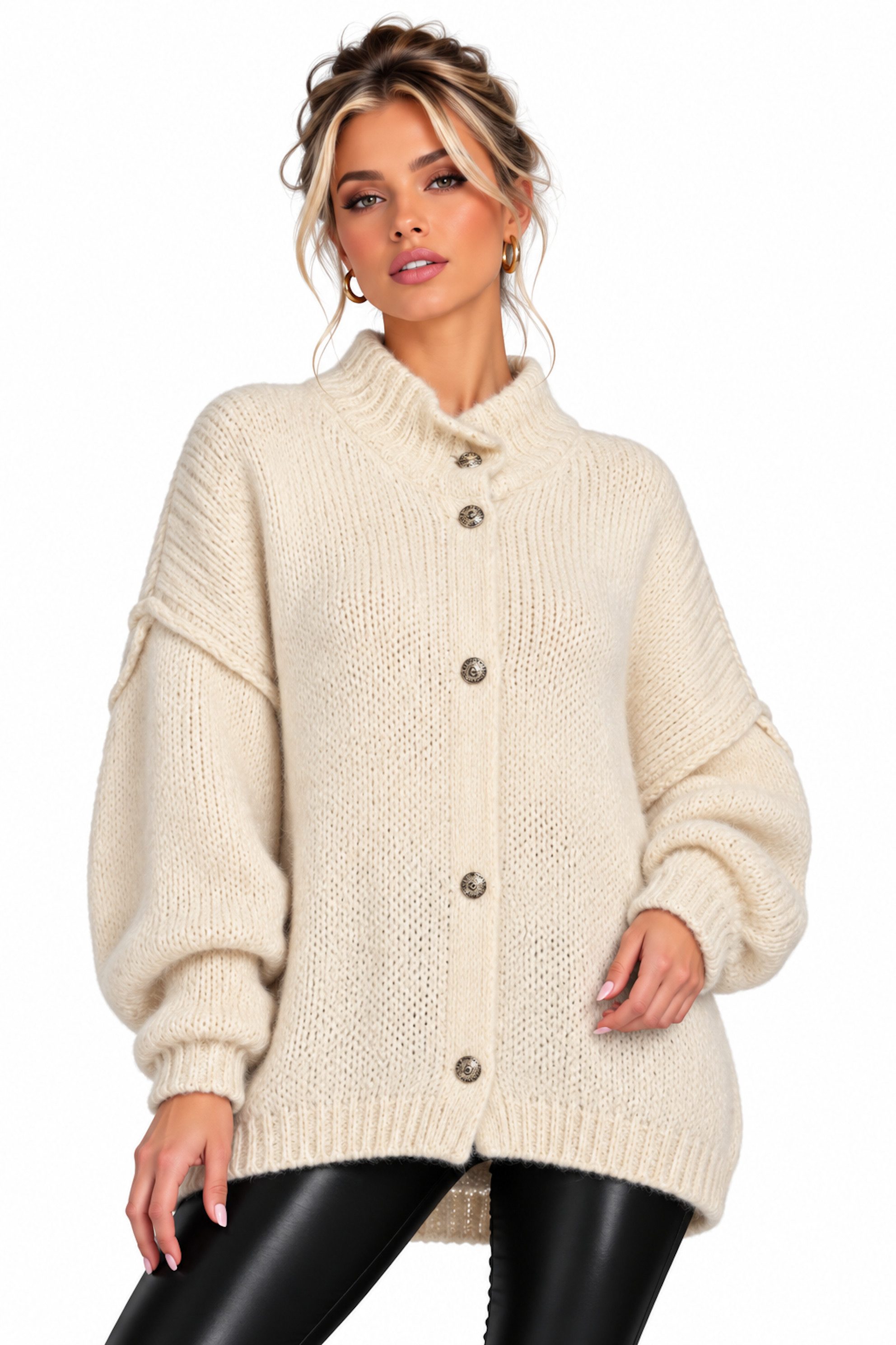 Worldclassca Cardigan WORLDCLASSCA Cardigan Oversize Strickjacke mit Knöpfen Fashion Pulli Neue Kollektion - Stilvolle und gemütliche Strickmode für Damen