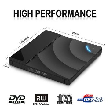 Jioson Externer DVD-Laufwerk: USB 3.0, Plug & Play, 8x Lesen Unterstützung DVD-Brenner (DVD 8 fachx)