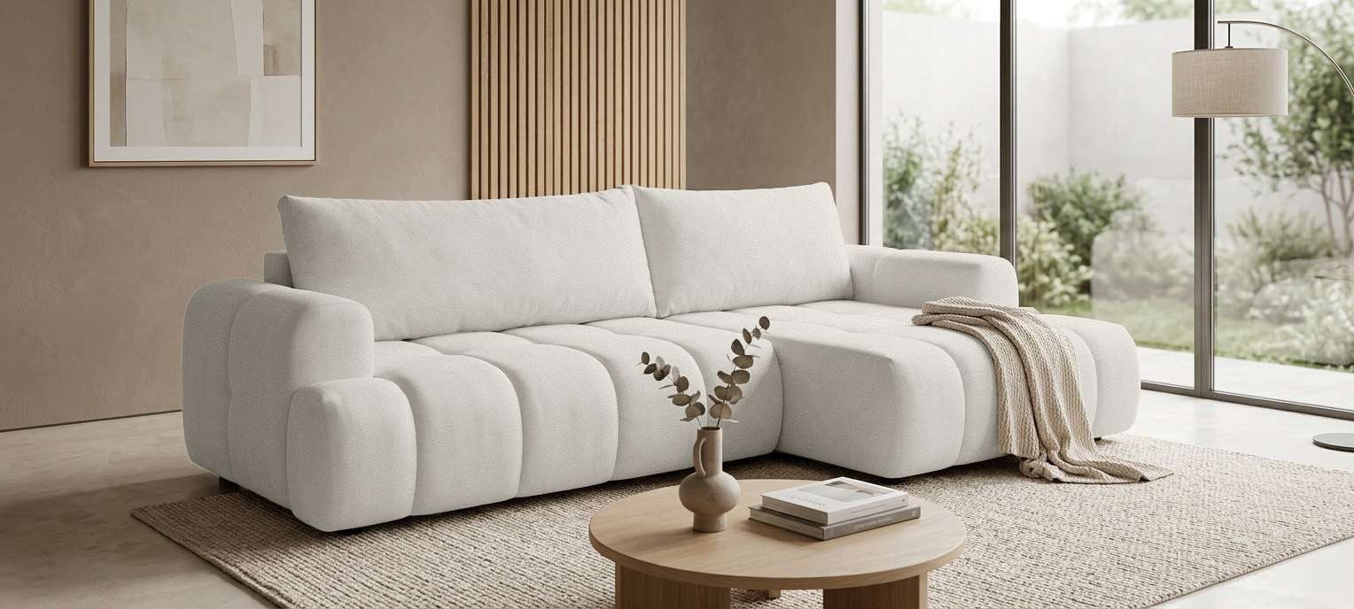 OTTO home Ecksofa LIOORA Schlafsofa mit Bettkasten, Breite 265 cm, Verlässliche Qualität, L-Form mit Bettfunktion und Bettkasten, Recamiere rechts/links