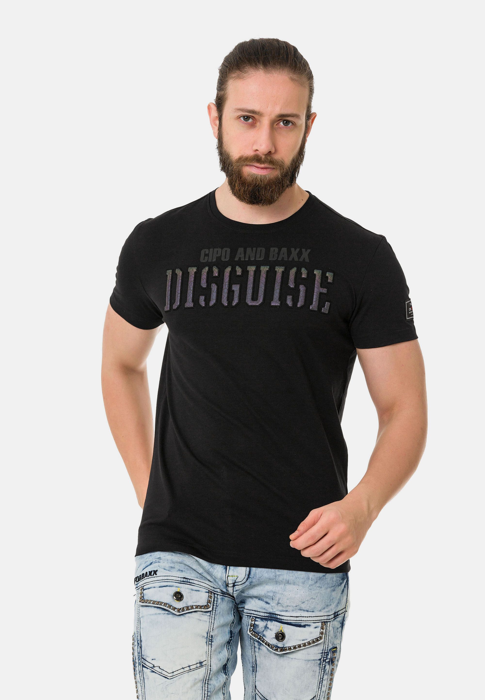 Cipo & Baxx T-Shirt T-Shirt mit Rundhals-Ausschnitt