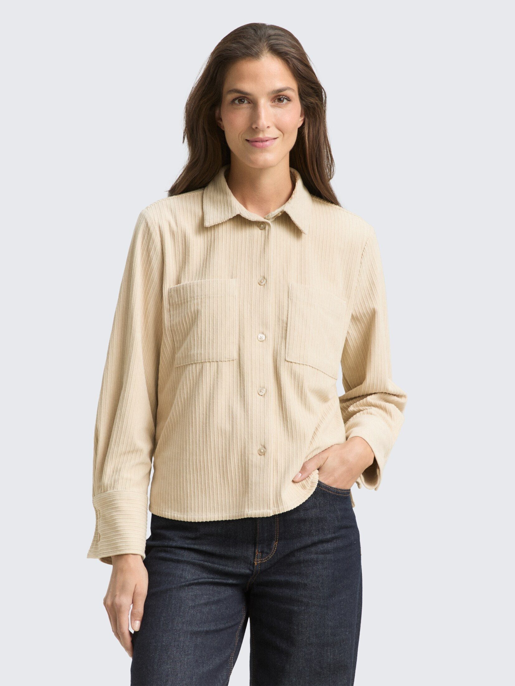 TOM TAILOR Langarmbluse Blusen & Shirts Loose Fit Cordbluse günstig online kaufen