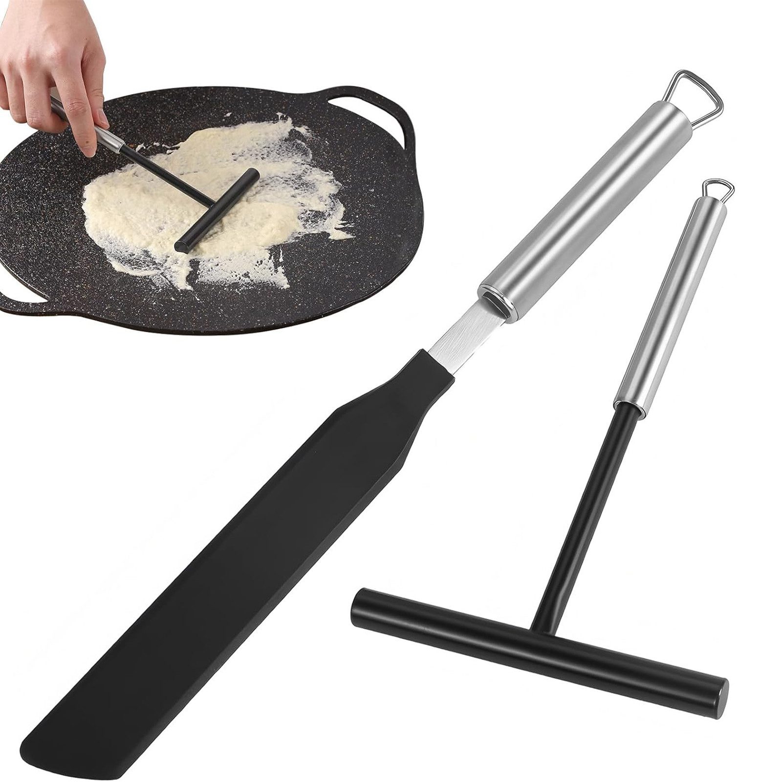 STILVORA Crepes Verteiler Küchenschaber mit Aufhängbar Silikonschaber Kochschaber, Vielseitig einsetzbar für Kuchen Desserts Pizzas Sandwiches