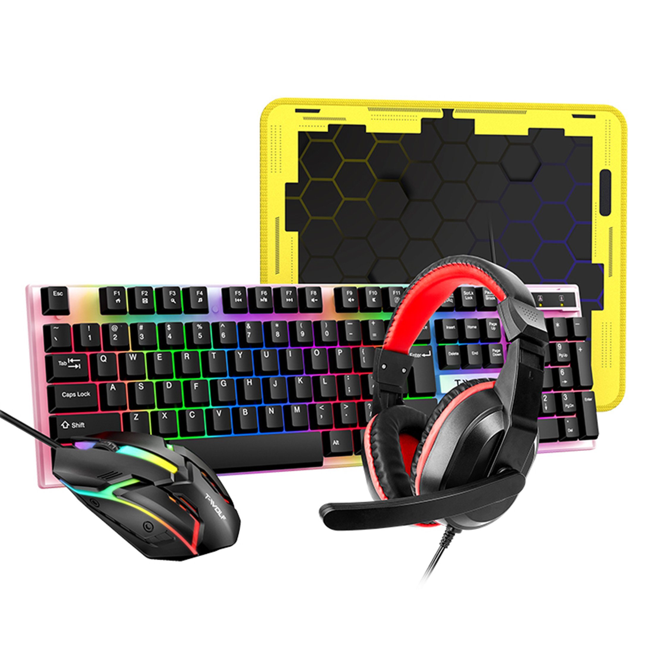 Diida 4 in 1 Maus und Tastatur Set,Gaming-Headsets,Maus,Tastatur,Mauspad Tastatur- und Maus-Set, (4 St)