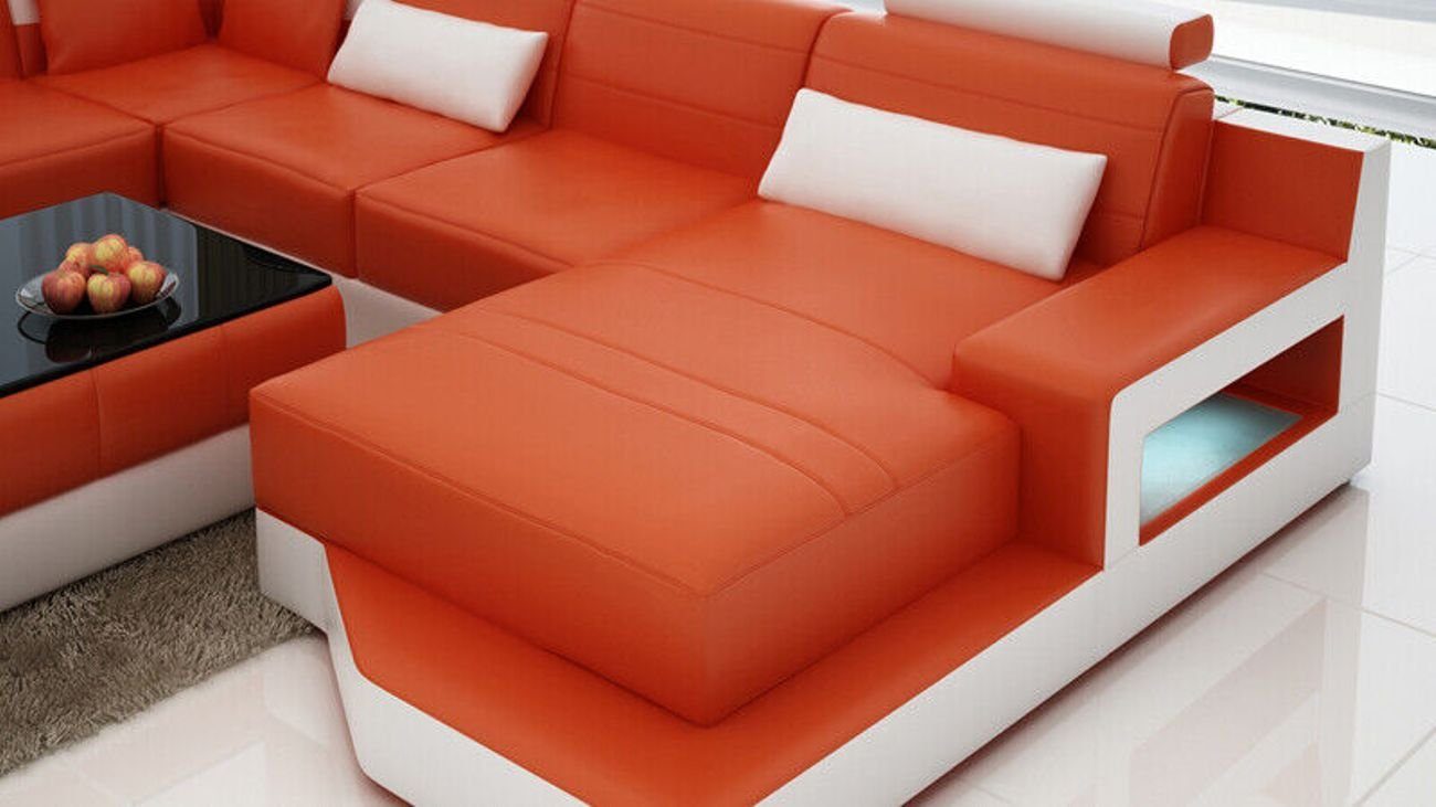 Design Ecksofa Garnitur Eck Ecke Couch Wohnlandschaft Leder JVmoebel USB Moderne Sofa