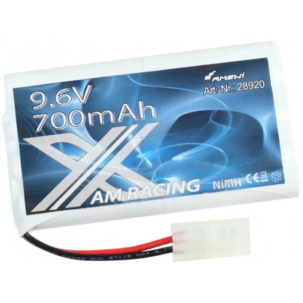 Amewi 9.6V 700mAh AMX RACING mit TAMIYA Stecker - Ni-MH Akku - weiß Zusatz-Akku