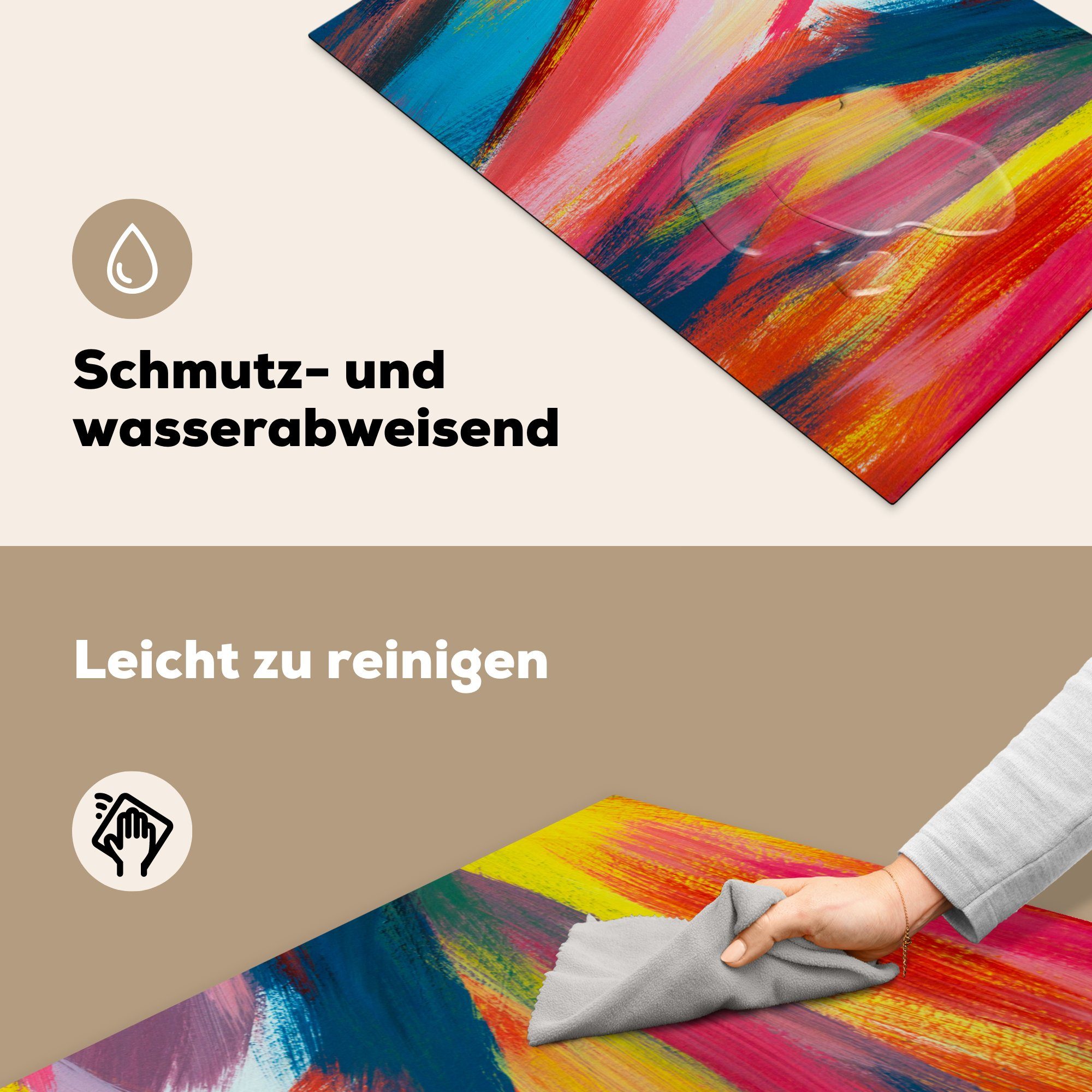 abstraktes cm, Ceranfeldabdeckung Ein Induktionskochfeld tlg), 81x52 Vinyl, die (1 Schutz MuchoWow Gemälde, farbenfrohes Herdblende-/Abdeckplatte für küche, und