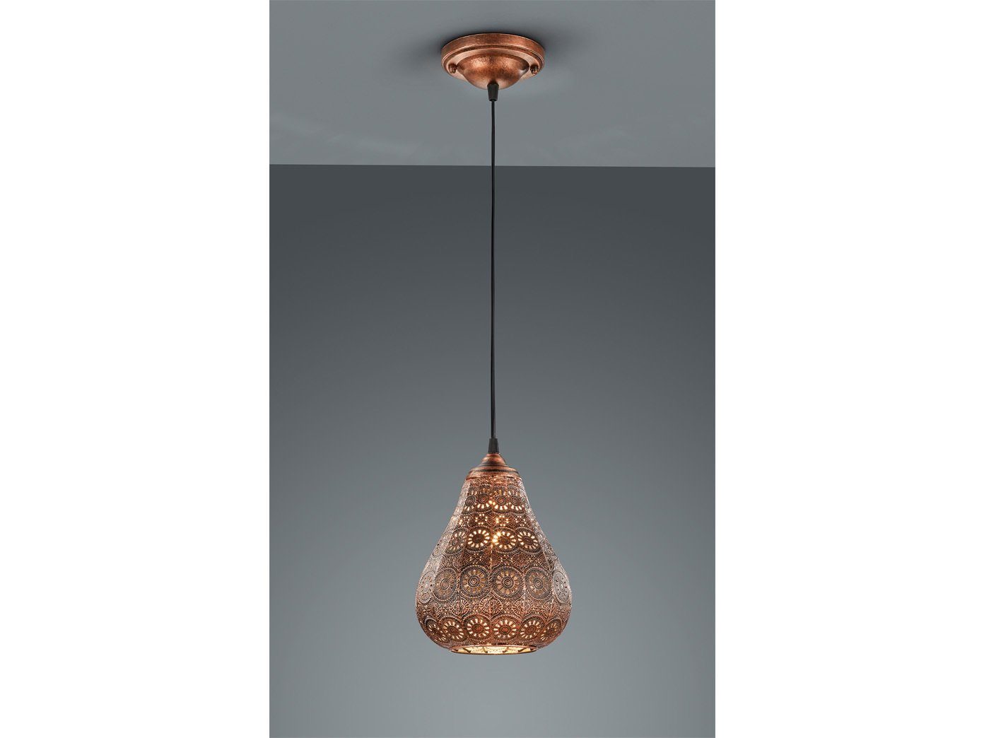 TRIO LED Pendelleuchte, LED wechselbar, warmweiß, ausgefallene orientalische Esstisch-Lampen hängend für Treppenhaus Ø19 Kupfer antik