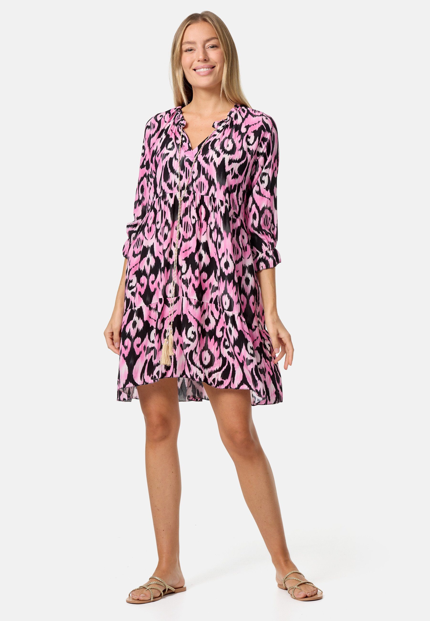 Rayshyne Tunikakleid PM-31 (Sommerkleid Jersey Strandkleid mit Muster in Einheitsgröße)