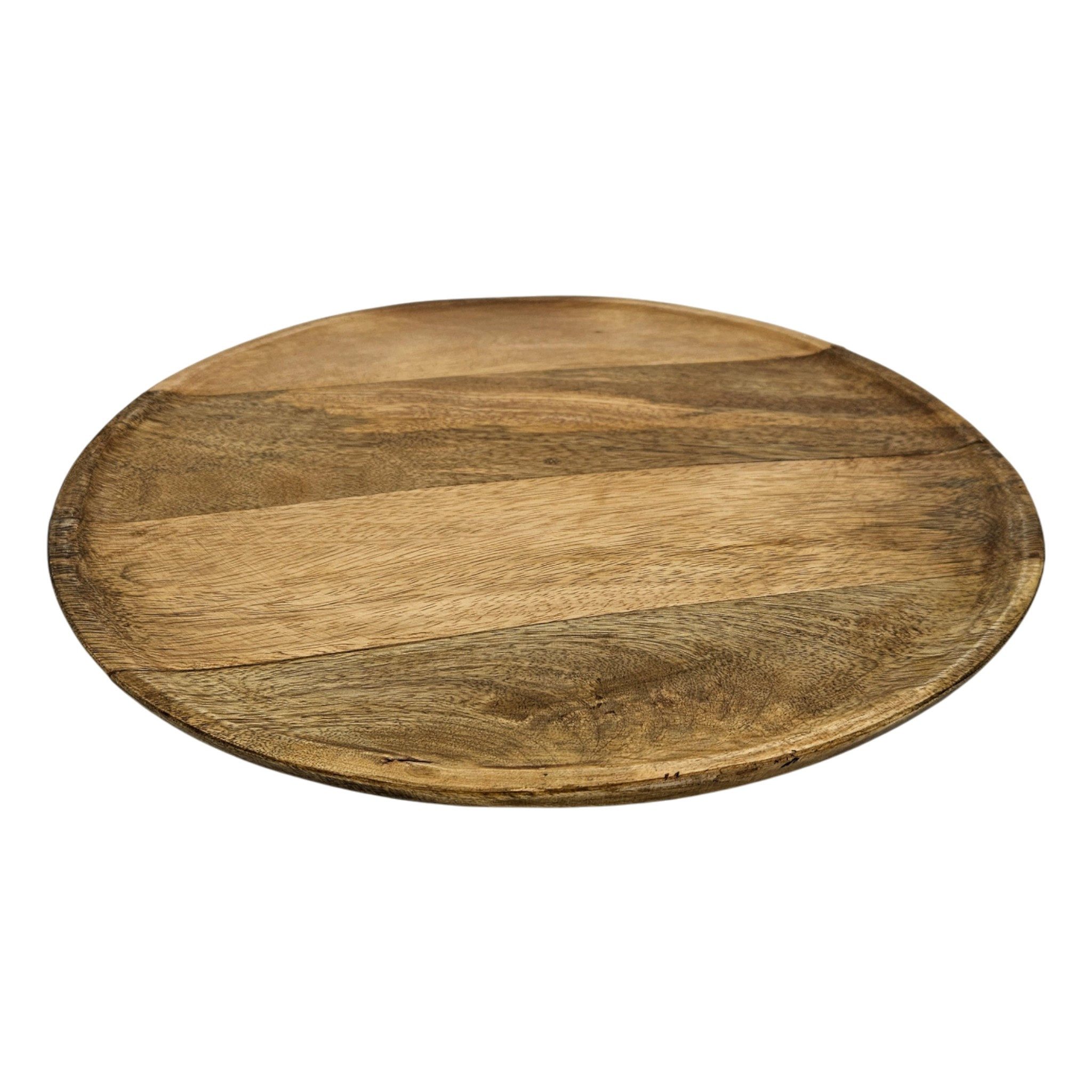 Meinposten Dekoteller Holzteller rund hellbraun dunkelbraun 37 cm Kerzenteller Mangoholz (1 St)