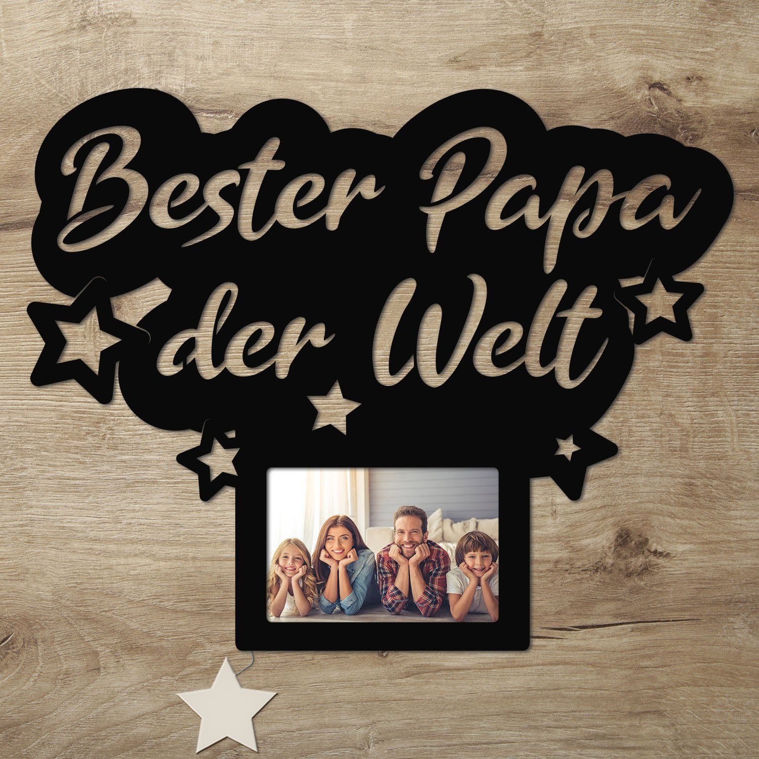 Namofactur LED-Bilderrahmen Bester Papa der Welt, Vatertag, Geburtstagsgeschenk Papa, für 1 Bilder, made in Germany