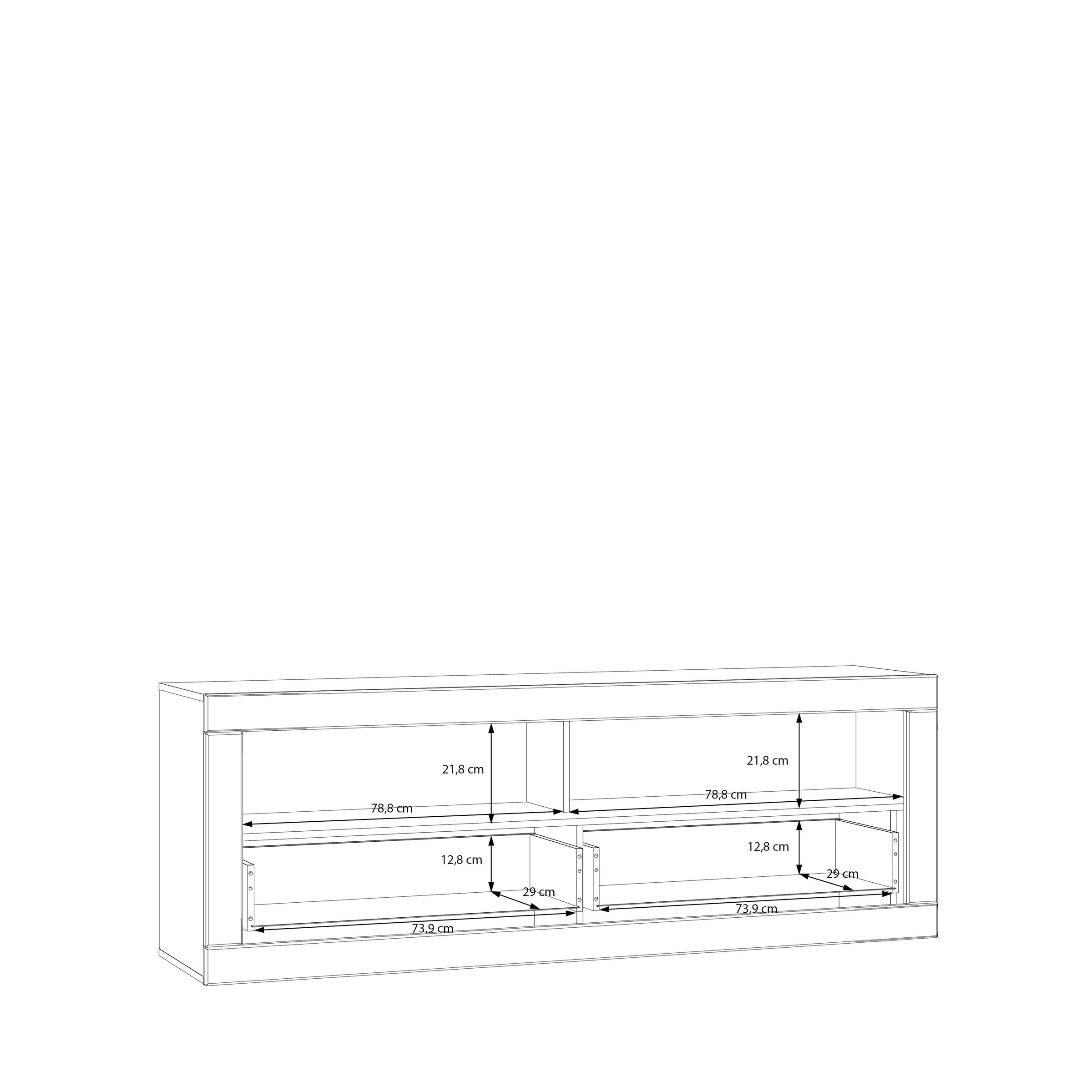 PREISBRECHER Lowboard LEFKADAS, 2 Schübe, Weiss / Mauvella Eiche Dekor - 175,4x61,6x41,4cm (BxHxT)