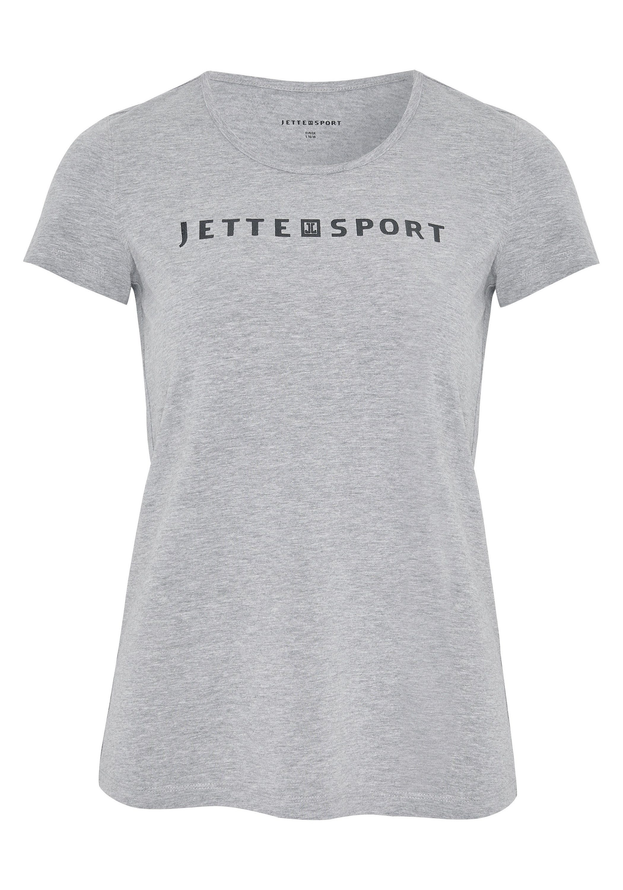 JETTE SPORT Print-Shirt mit Label-Print 17-4402M Neutral Gray Melange