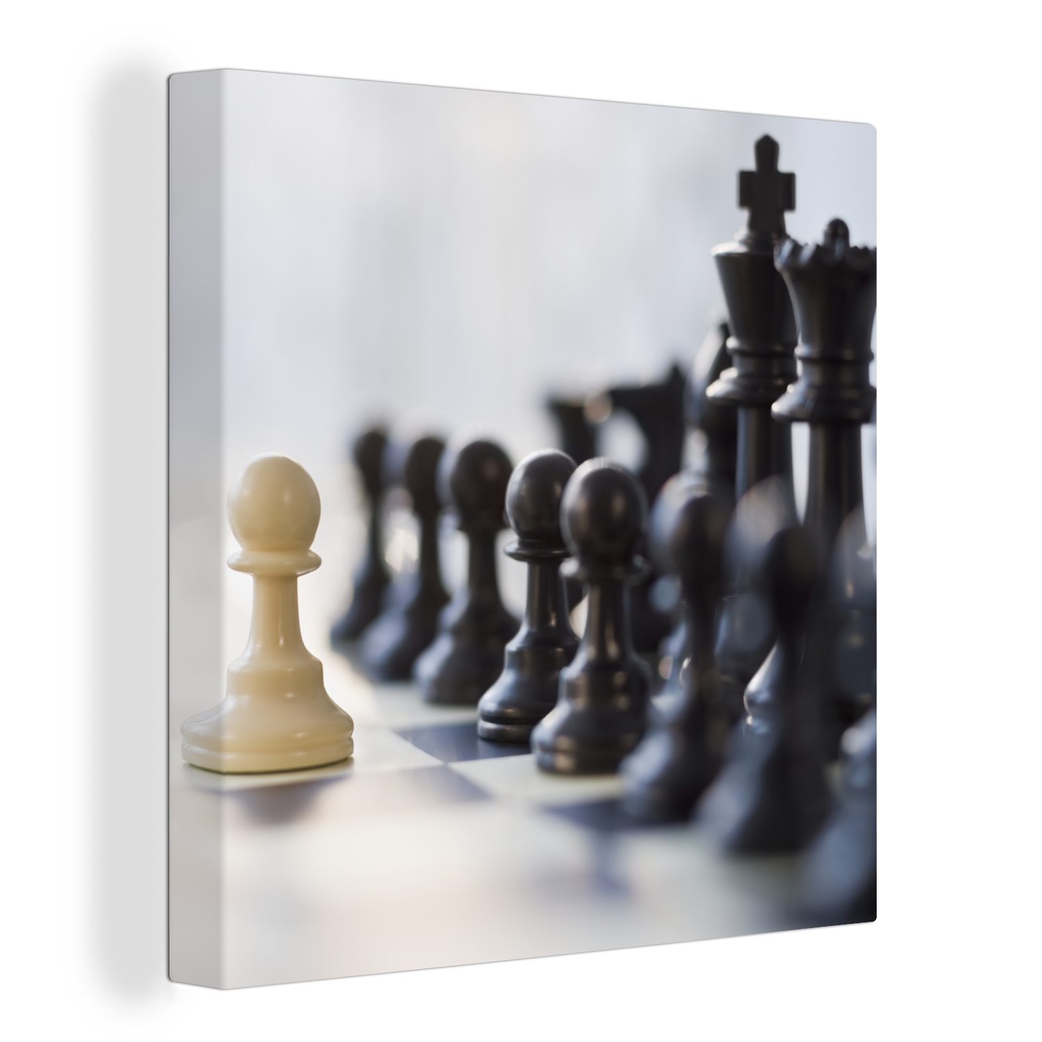 OneMillionCanvasses® Leinwandbild Schwarz gewinnt beim Schach, (1 St), Leinwand Bilder für Wohnzimmer Schlafzimmer