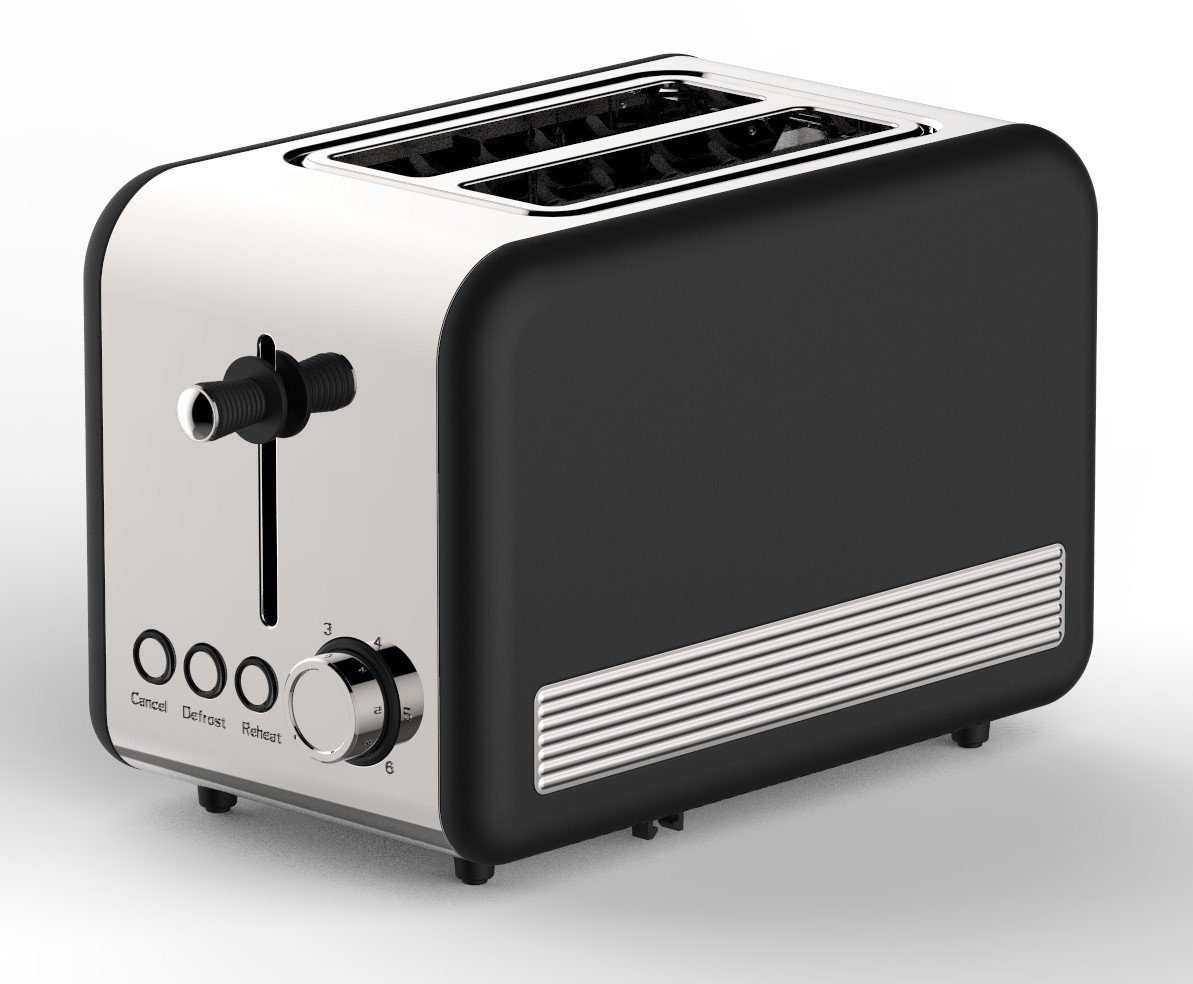 COFI 1453 Toaster Retro 2-ScheibenToaster Toastautomat 850 Watt Schwarz/Silber