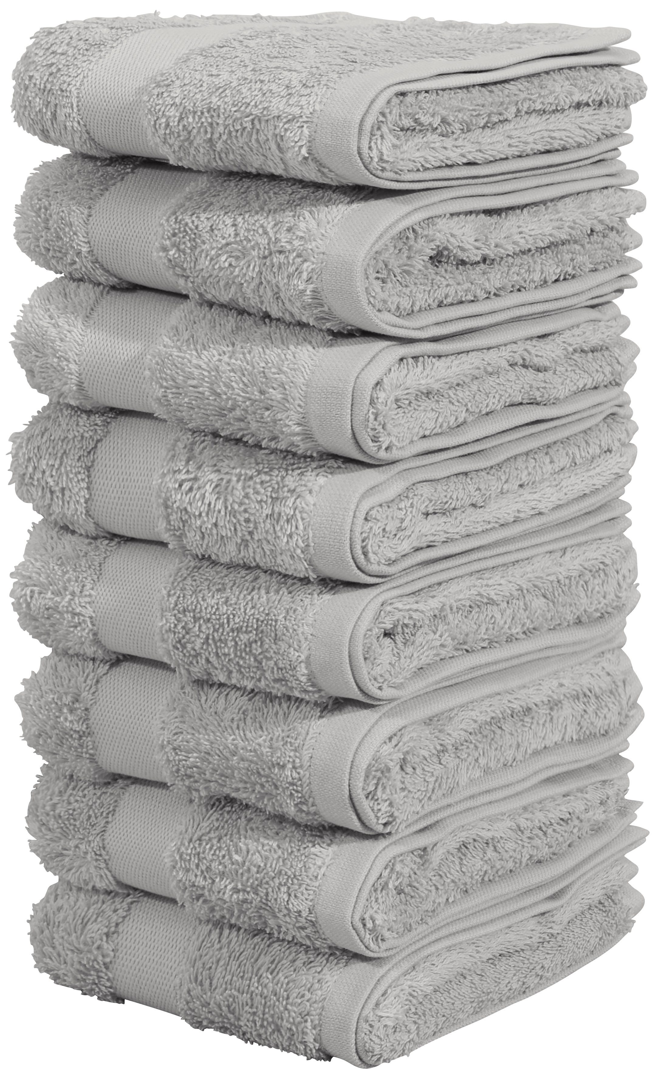 OTTO home Gästehandtücher Vanessa, 8 Gästehandtücher, 30x50cm, in Standard- und Premium-Qualität, Walkfrottee (Set, 8-St), Handtücher mit Bordüre, 100% Baumwolle, einfarbig, weich