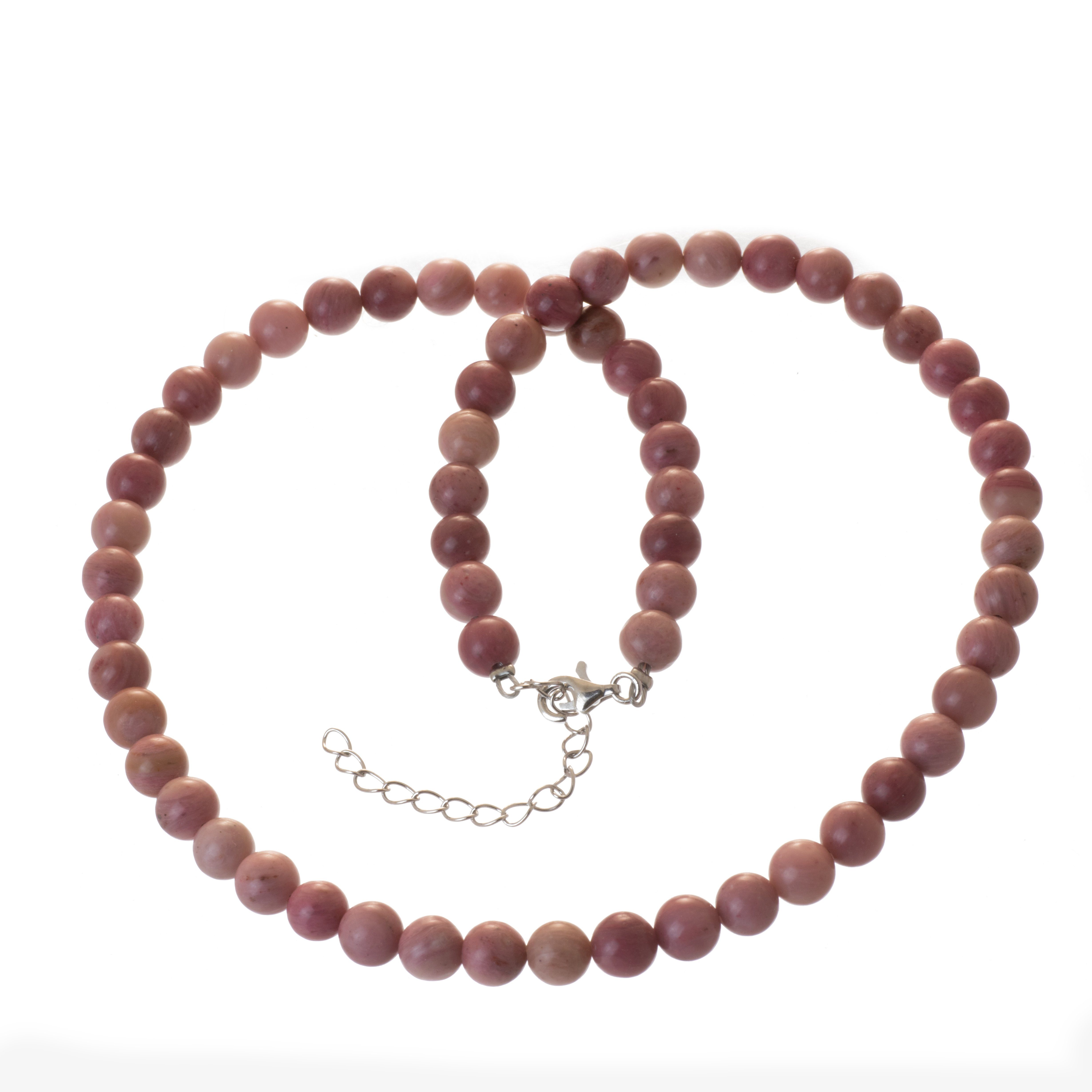 Perlenkette Kette mit Rhodochrosit Perlen 6 mm
