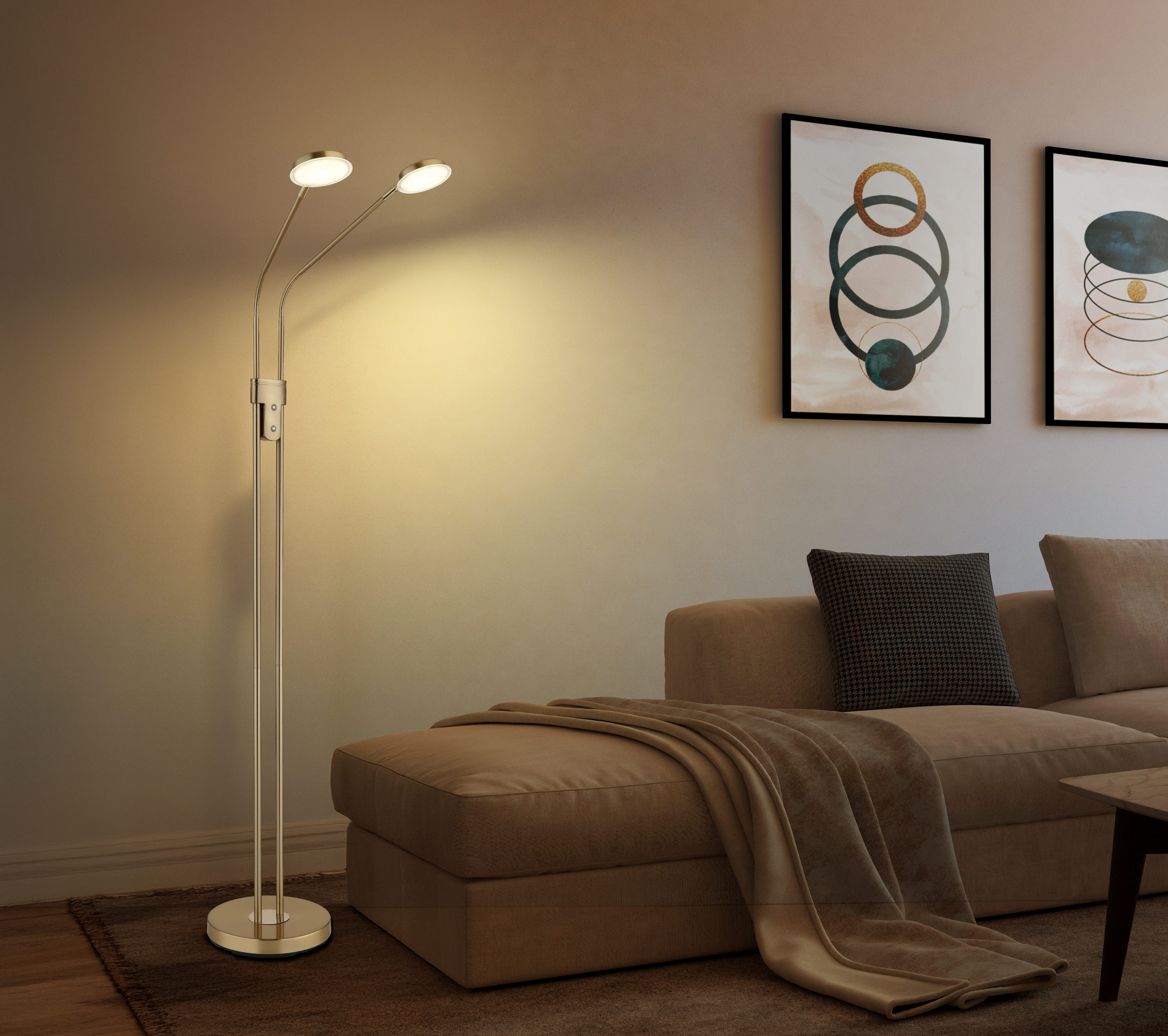 GLOBO LIGHTING Stehlampe SILVIO, LED fest integriert, Stehleuchte mit Touchdimmer, flexibel, modern & komfortabel