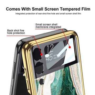 Wigento Handyhülle Für Samsung Galaxy Z Flip3 5G Marmor Galvanisieren Design Kunststoff Hart Cover Handy Tasche Hülle Etuis M09