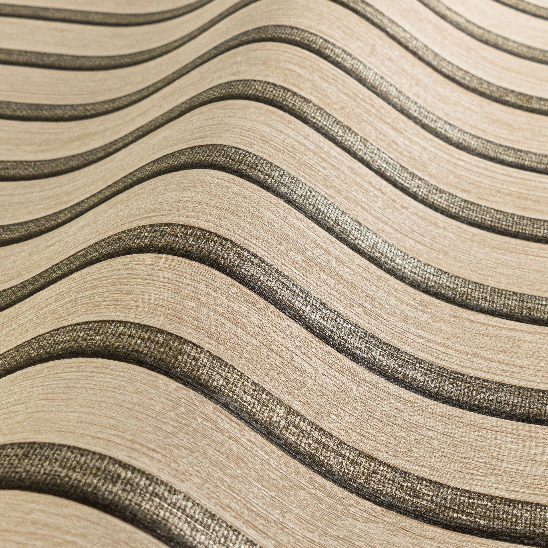 A.S. Création Vliestapete 50 Jahre AS Holzpaneele Tapete Holzoptik mit Metallic-Effekt 3D, strukturiert, leicht glänzend, (1 St), Vliestapete Wandpaneele für Sc – Bild 4 von 5