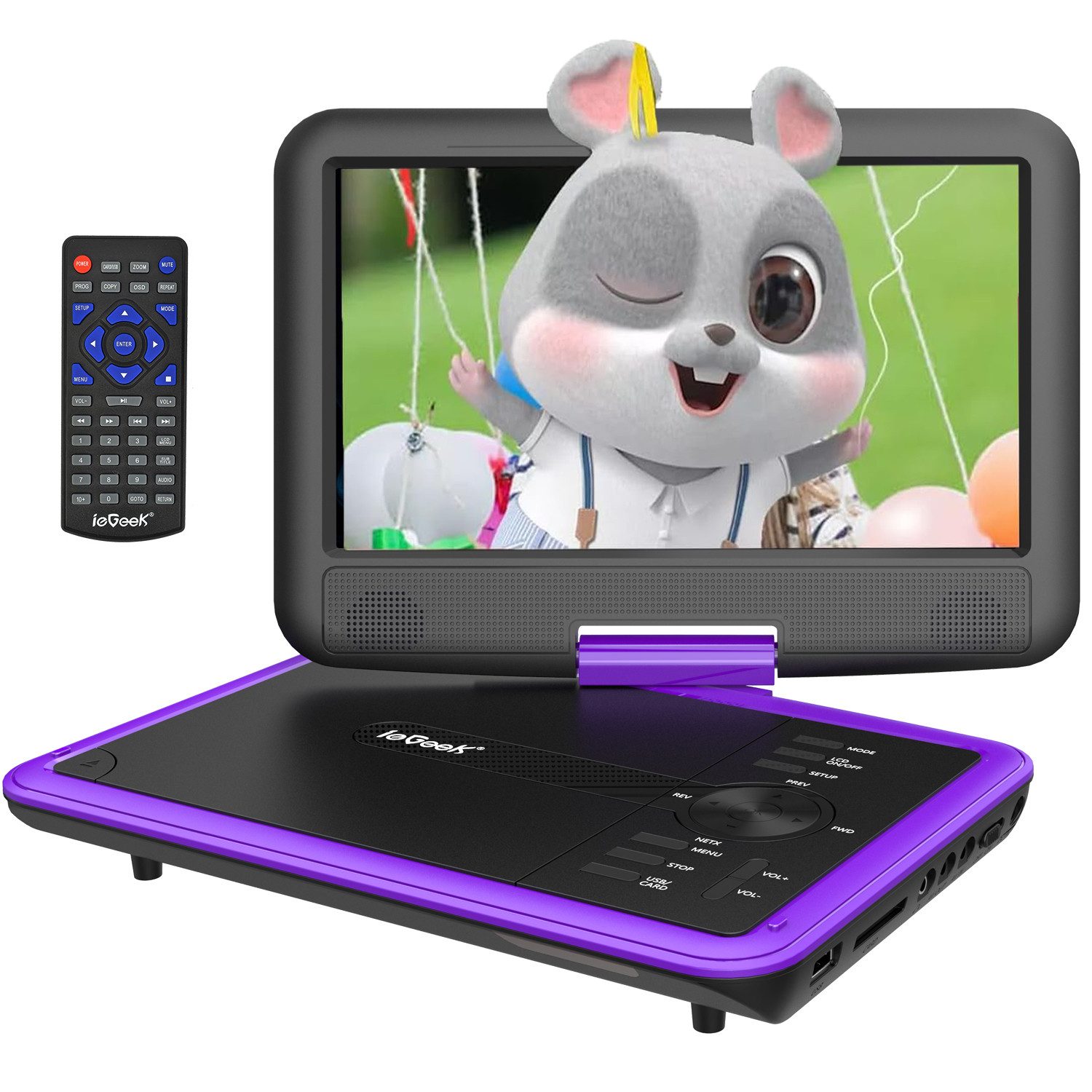 11,5" Tragbarer DVD Player mit 9,5" HD-Schwenkbaren Bildschirm Portabler DVD-Player
