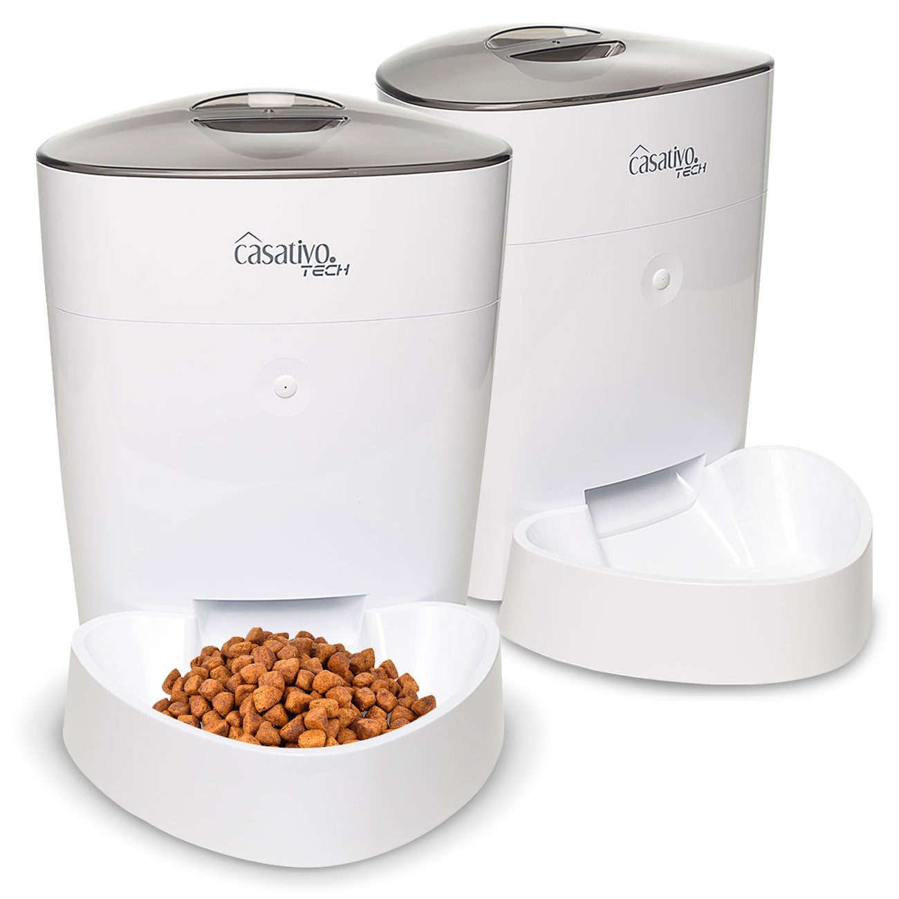 Casativo Futterspender WLAN und App zur Steuerung, 4 Liter, für Hunde & Katzen, 1er/2er Set, 1-10 Mahlzeiten am Tag