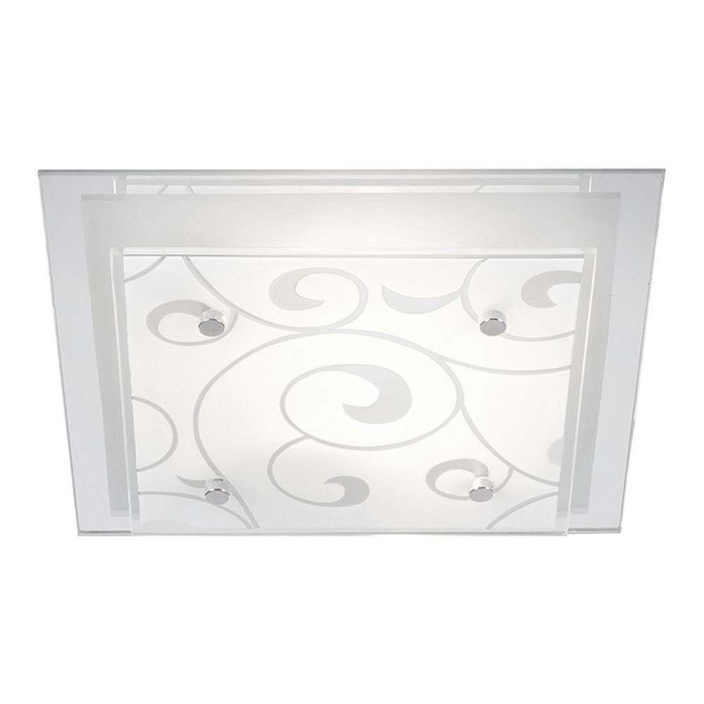 etc-shop LED Leuchtmittel Deckenleuchte, Schlaf inklusive, Chrom Wohn Glas Decken Zimmer Beleuchtung Lampe