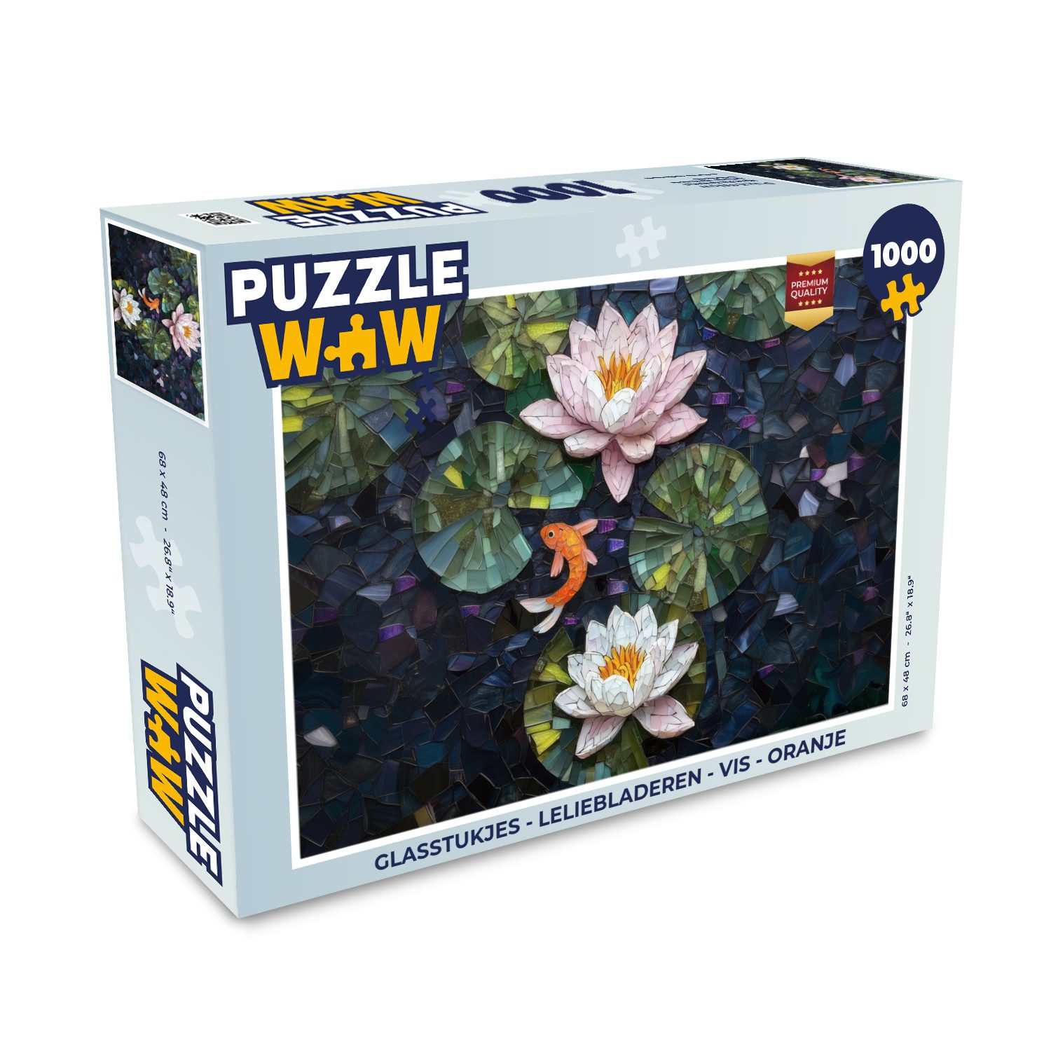 Puzzle Glasstücke - Lilienblätter - Fische - Orange