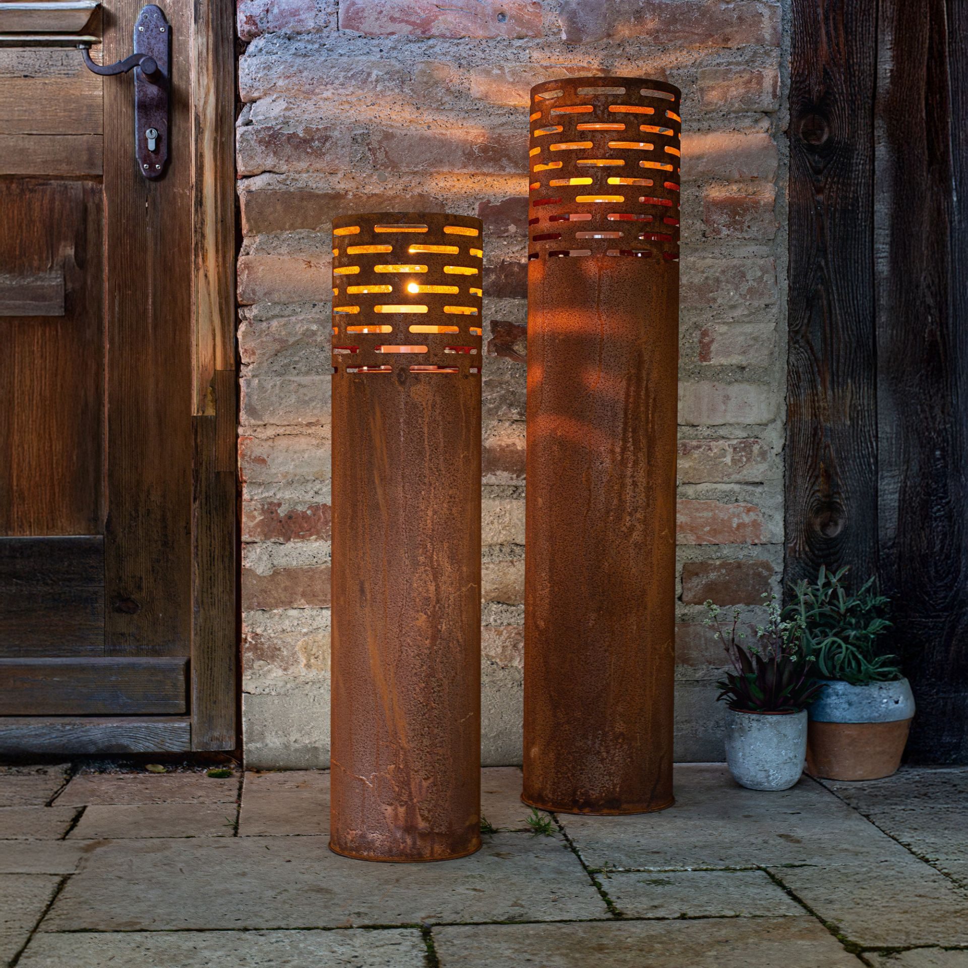 Home-trends24.de Dekosäule Rost-Säule Windlicht Metall Deko Garten Glaszyli günstig online kaufen