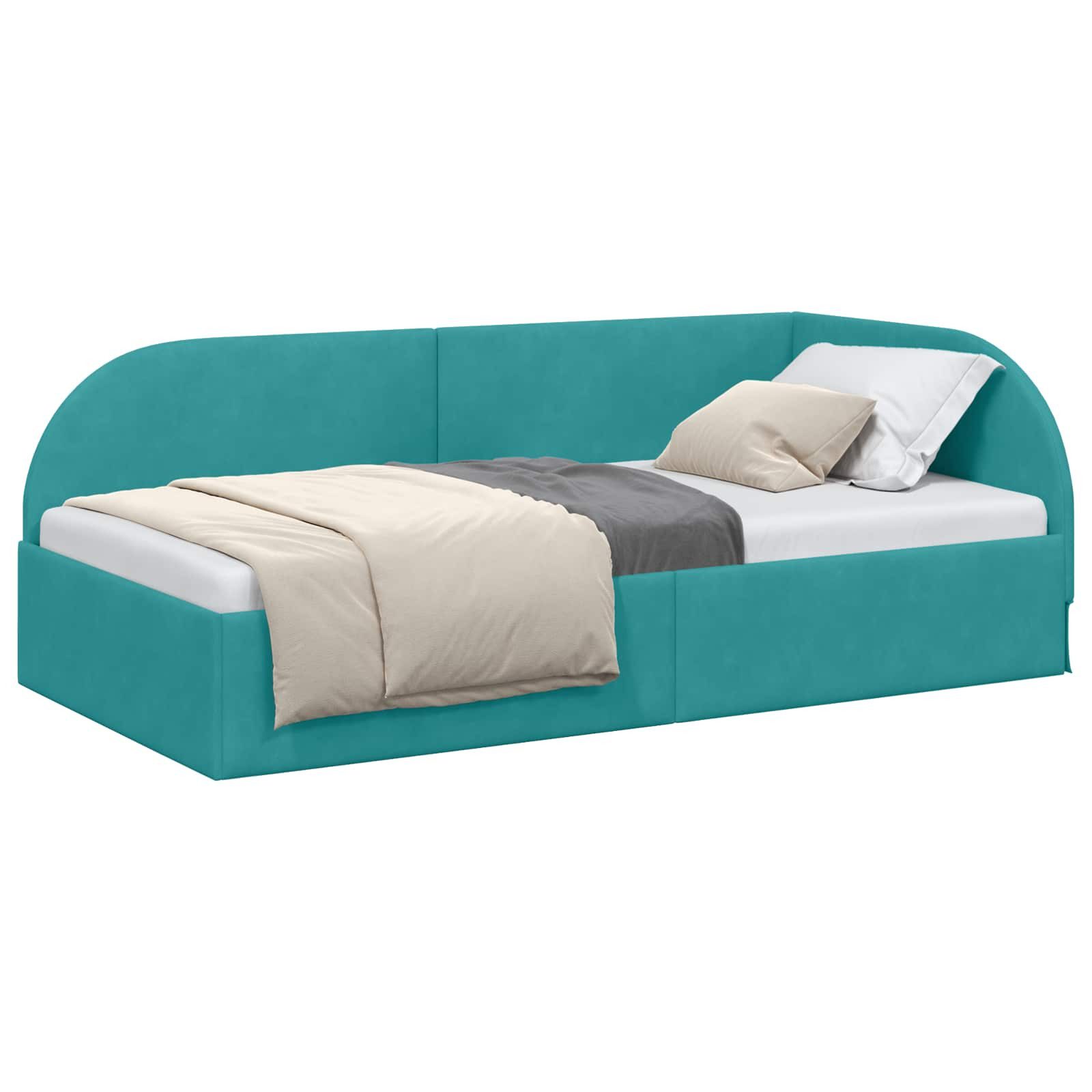 vidaXL Bett Eckbettgestell mit Kopfteil Türkis 80 cm x 200 cm Samt (1-tlg) günstig online kaufen