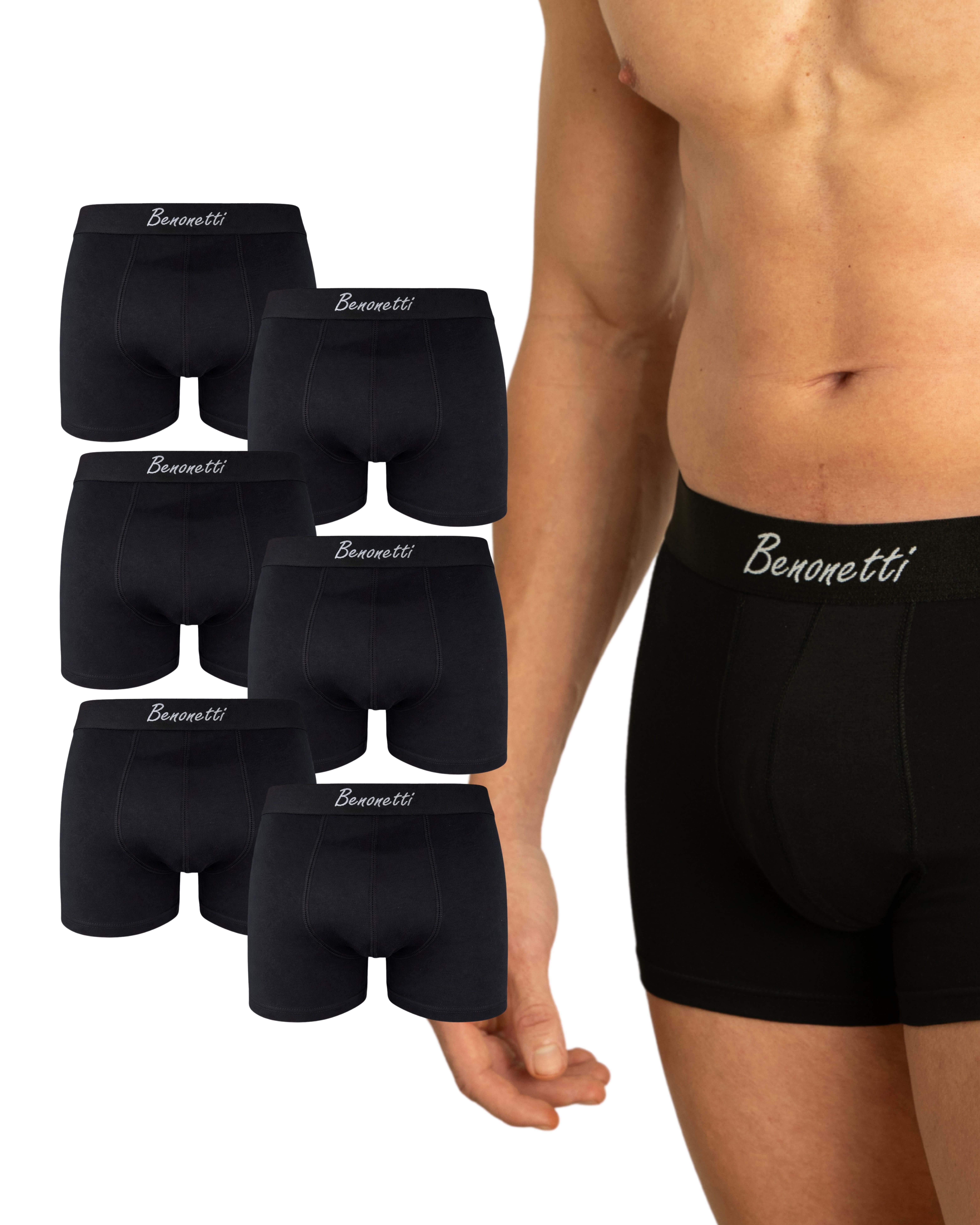 Benonetti Boxershorts 3er & 6er Pack aus Baumwolle mit hoher Tragekomfort (Packung, 6-St., Packung, 6er-Pack) Mit Komfortbund und Logo, ohne kratzenden Zettel