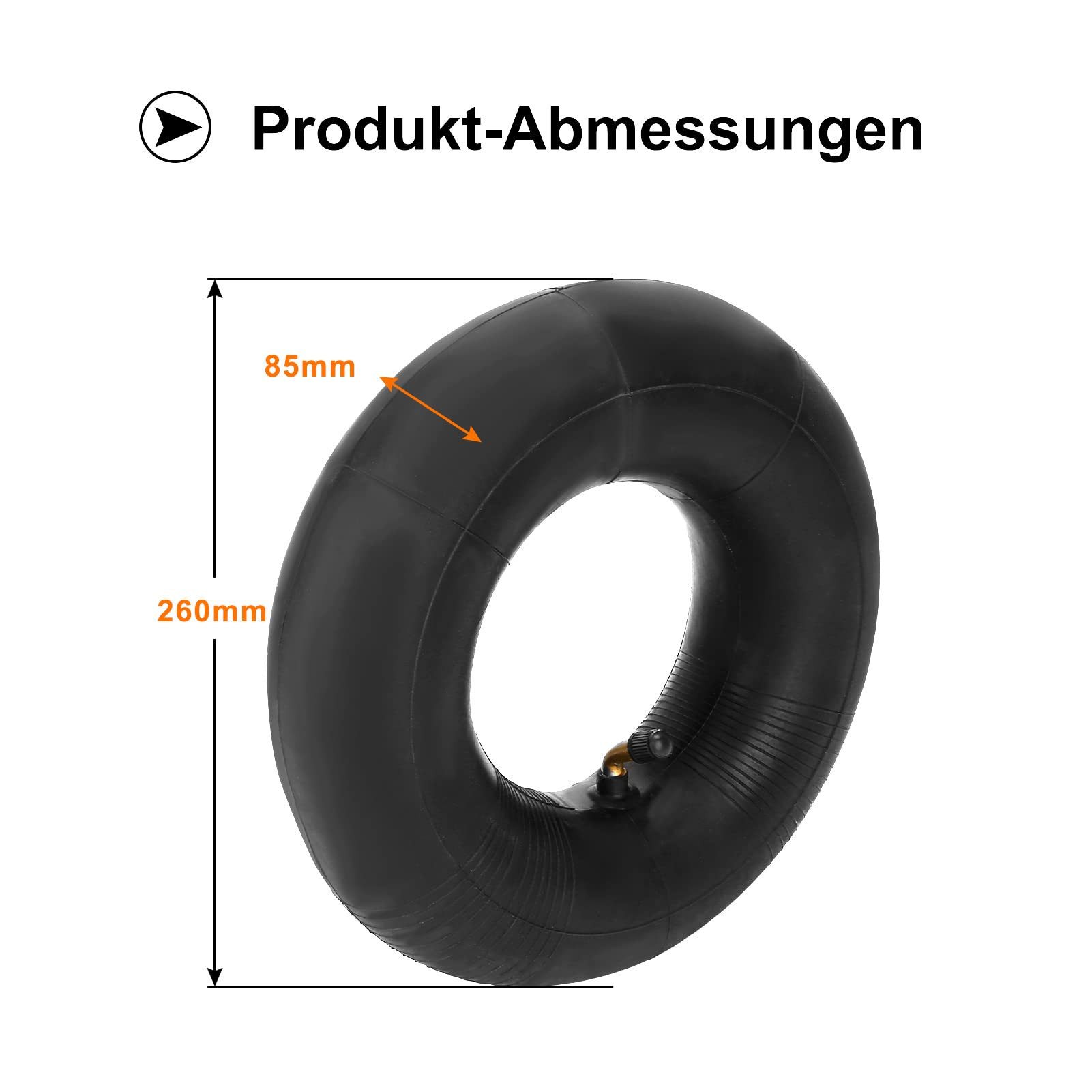 Youyijia Ersatzrad 4 Stück Schlauch 3.00/3.50-4 Winkelventil Luftrad Zubehör 260 x 85MM