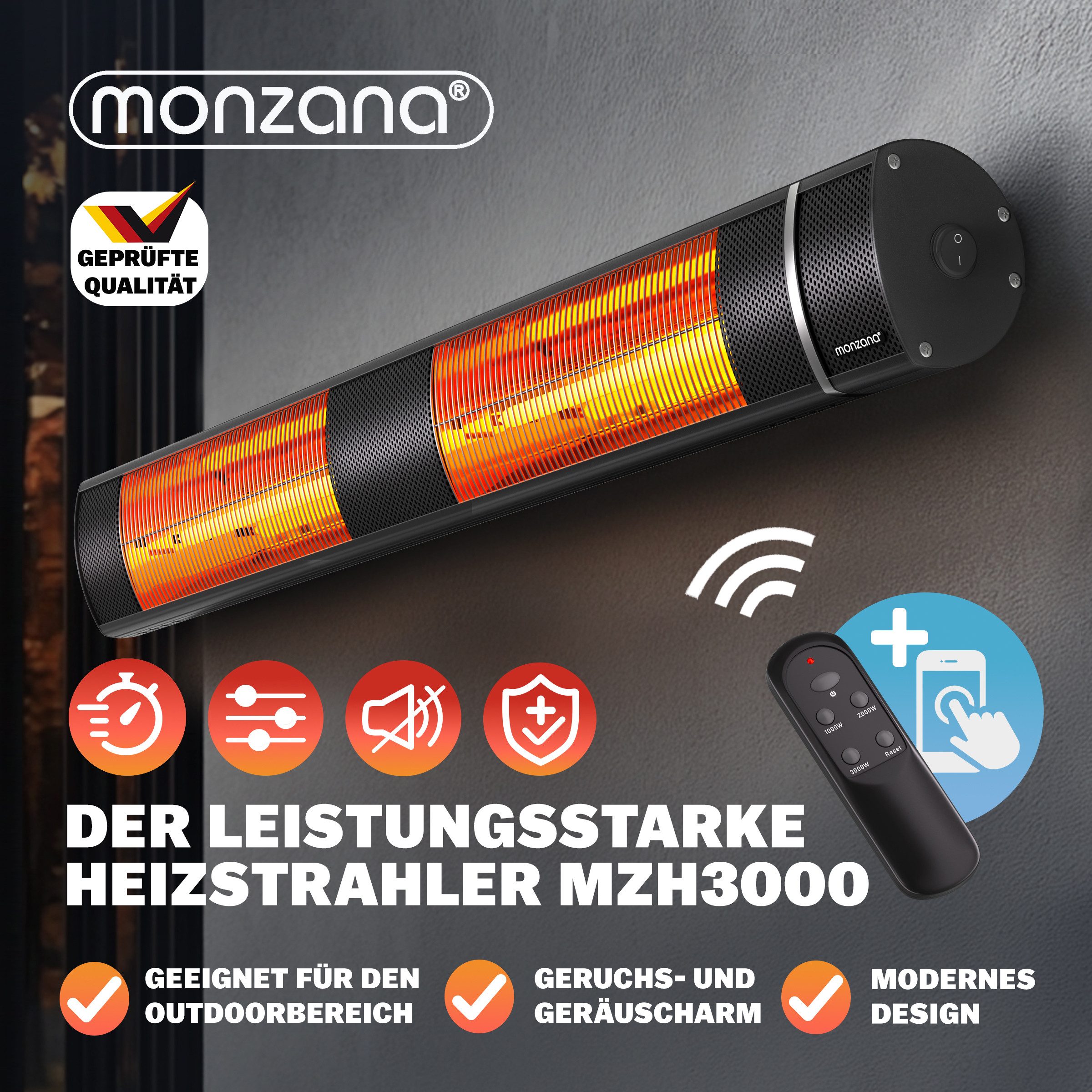 monzana Infrarotstrahler Infrarotstahler, 3000 W, Heizstrahler günstig online kaufen