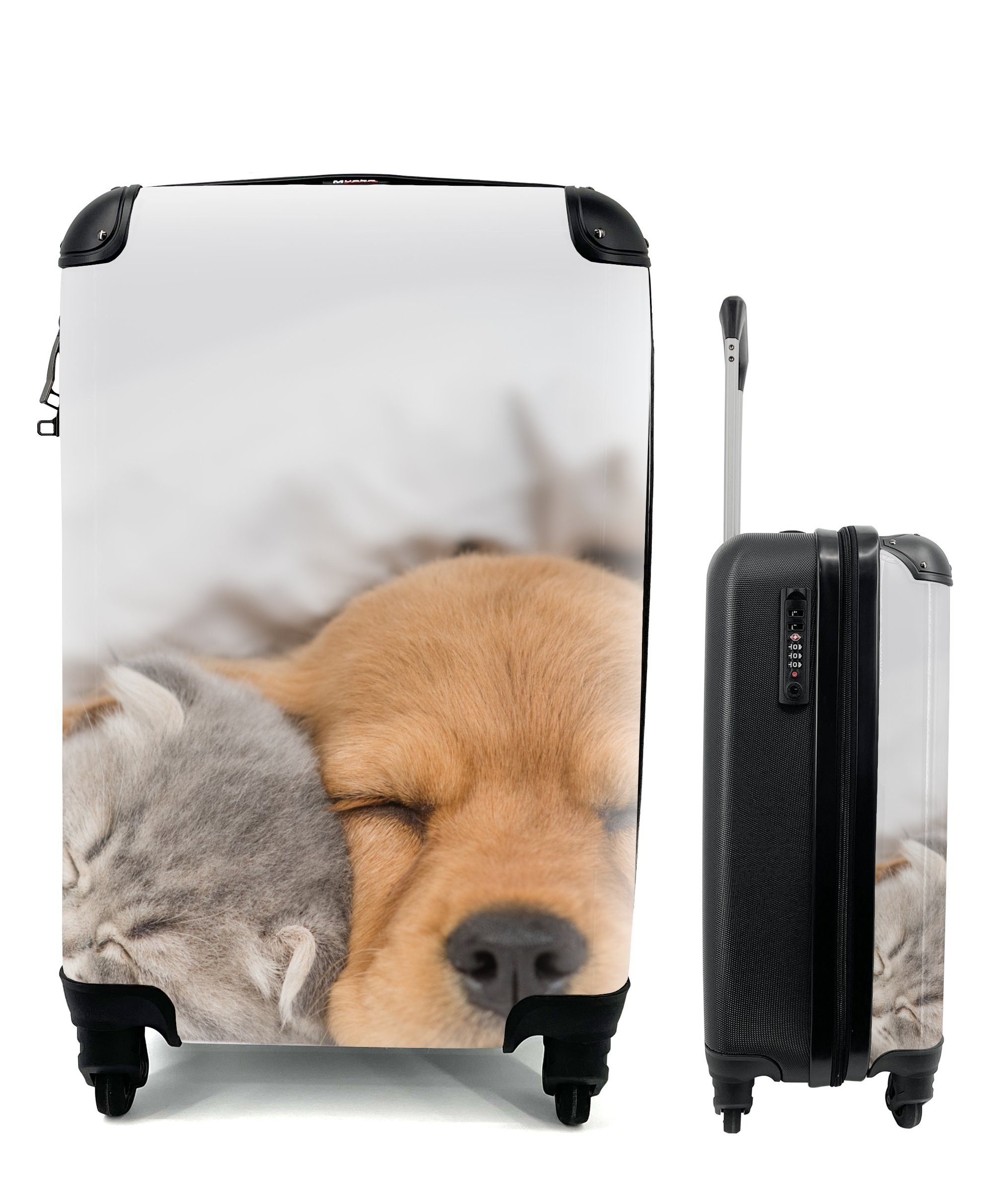 MuchoWow Handgepäckkoffer Haustiere - Hund - Katze - Decke, 4 Rollen, Reisetasche mit rollen, Handgepäck für Ferien, Trolley, Reisekoffer