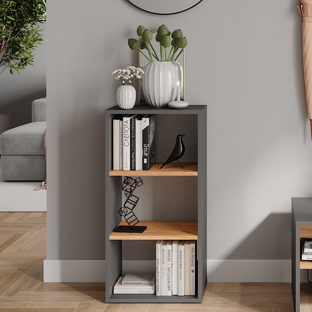 Vicco Bücherregal Orlando, Anthrazit/Goldkraft Eiche, 40 x 80.1 cm, 1-tlg.