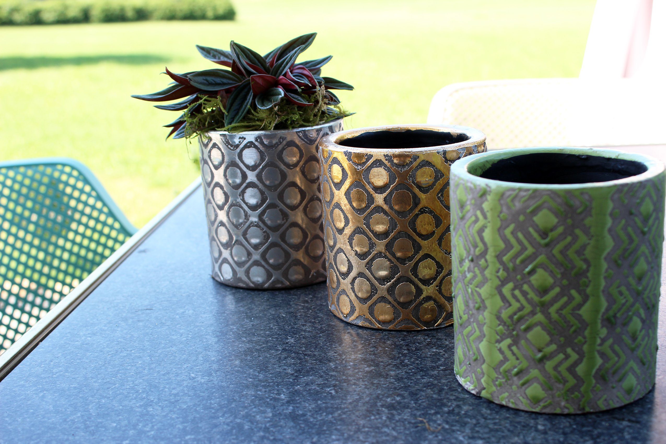 Keramik geometrisch Ideas Set - gemustert Übertopf Set Glasur 2 (Set, aus identischen Home 2 mit Teil Töpfen), er silber Pflanztöpfe Übertöpfe Cosy