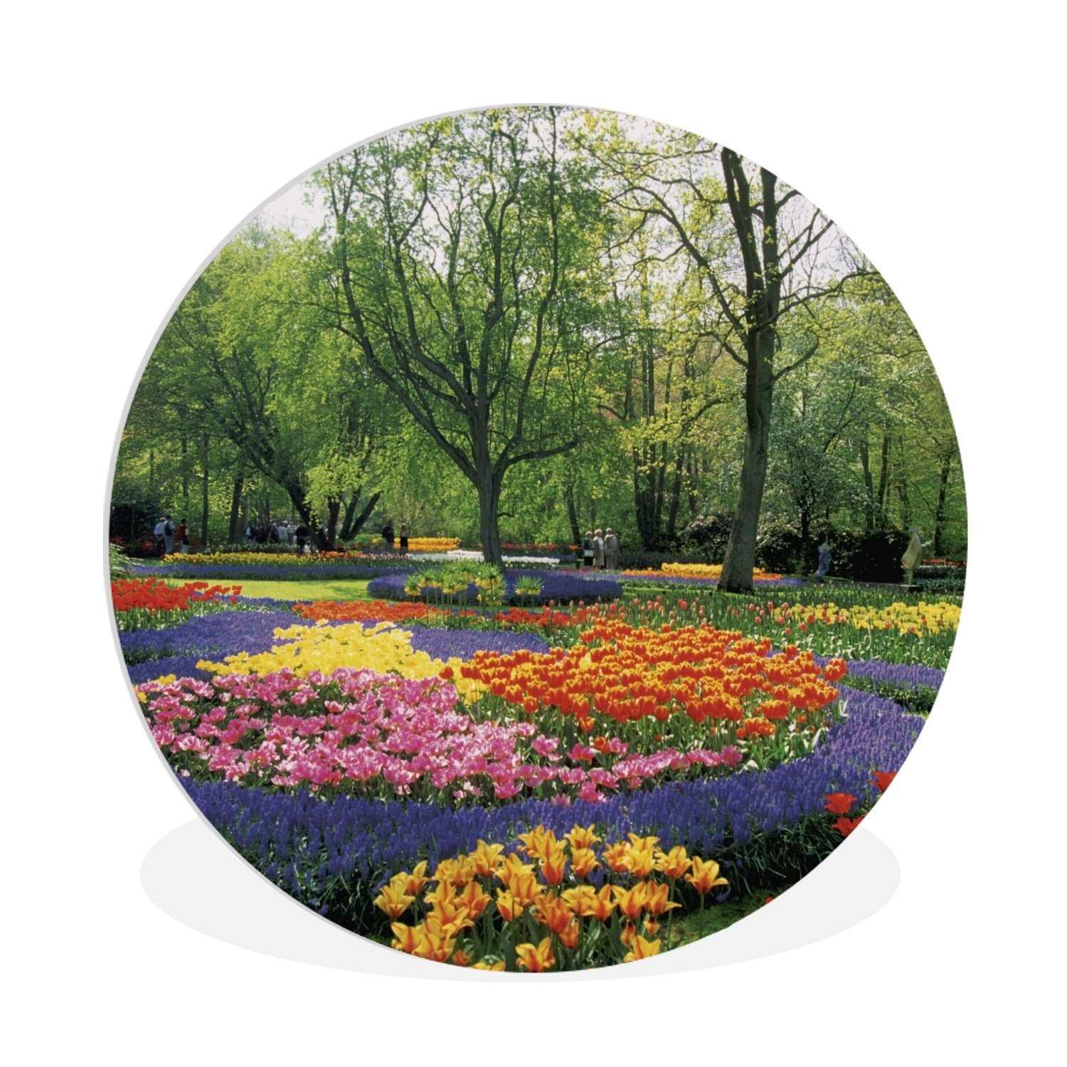 MuchoWow Gemälde Blumenpark Keukenhof in den Niederlanden, (1 St), Kreis Wanddekoration Forex, Rundes Wandbild, Wohnzimmer, 30x30 cm | Gemälde