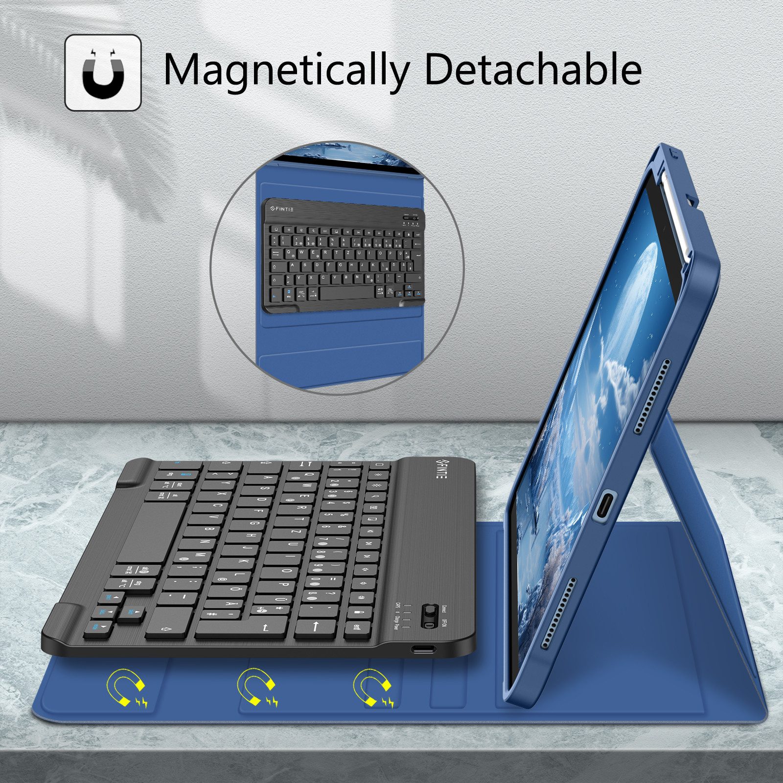 Fintie für iPad 11. Generation 11" 2025(A16), iPad 10. Generation 2022 10.9" Apple-Tastatur (Case mit Pencil Halter, magnetisch Abnehmbarer Tastatur(QWERTZ Layo – Bild 3 von 5