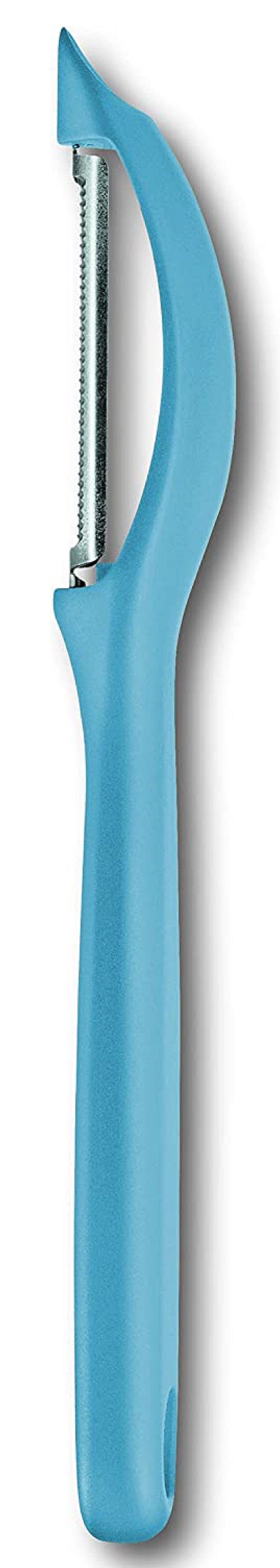 Victorinox Spargelschäler Limited Edition, Swiss Classic Universalschäler, Pendelklinge mit Za, ckenschliff, Karibikblau, ideal für Obst und Gemüse