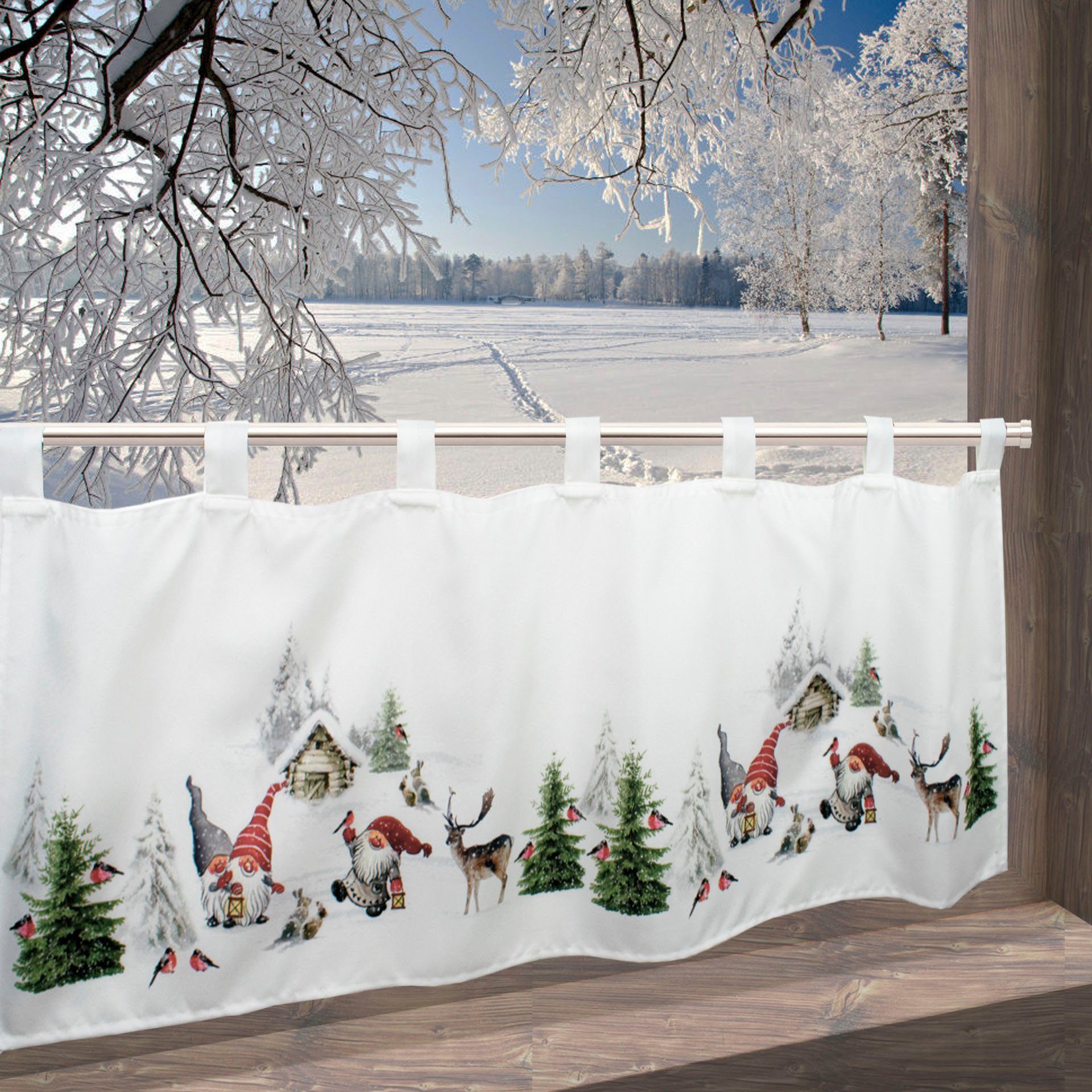 Delindo Lifestyle Scheibengardine Winterstimmung, Schlaufen (1 günstig online kaufen