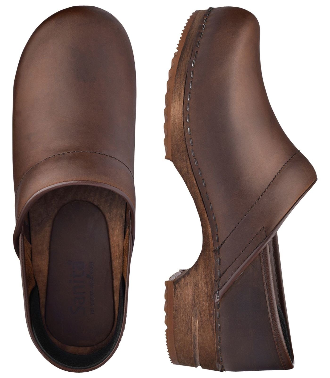 Nubukleder Clogs Braun Slipper Sanita