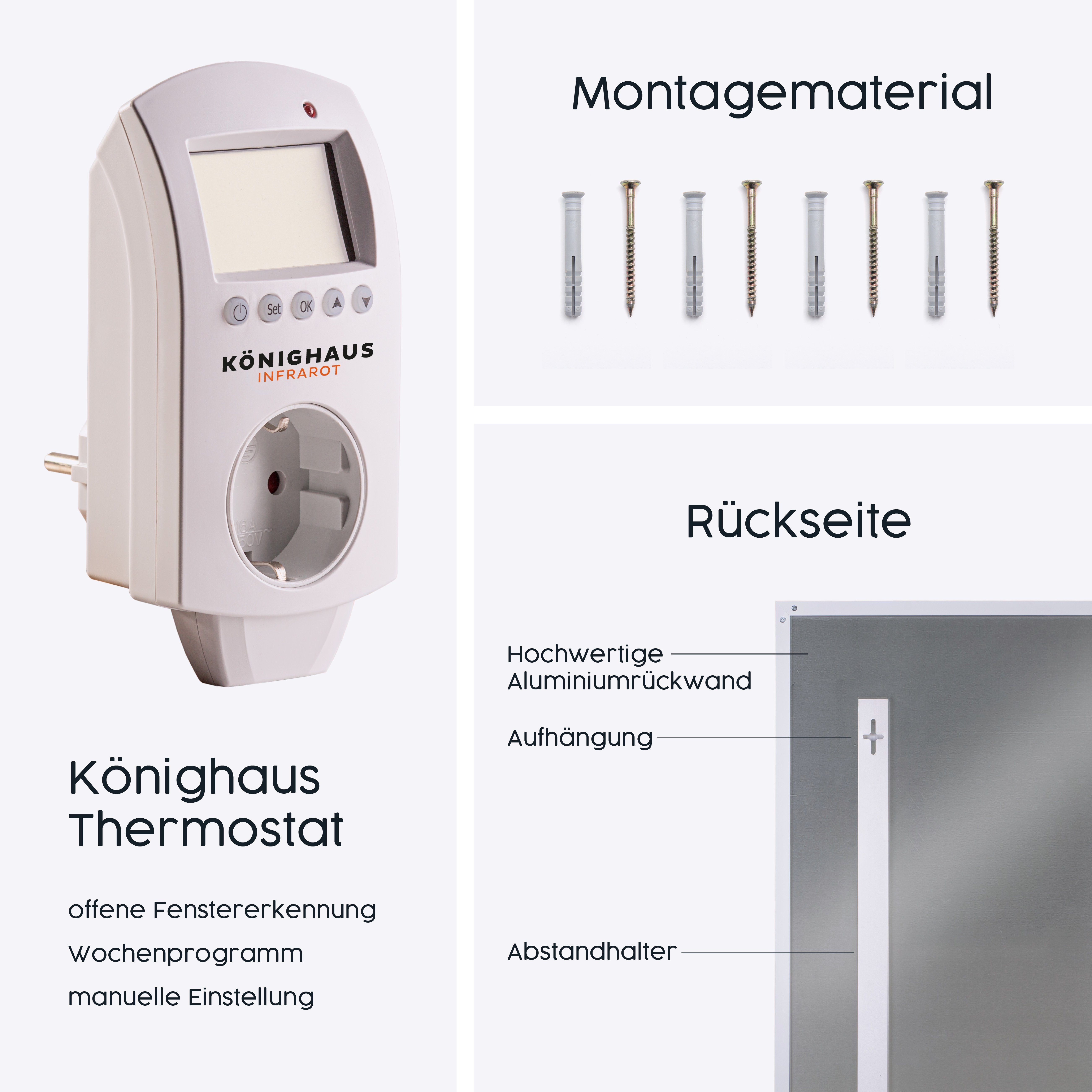 Könighaus M-Serie, Made in sehr angenehme Infrarotheizung hohe Strahlungswärme Effizienz, Germany,