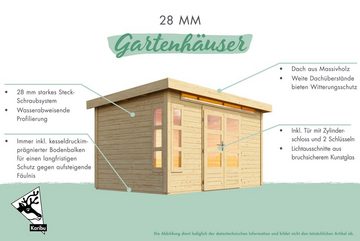 KONIFERA Gartenhaus "Karlshöfen 6" terragrau, BxT: 305x303 cm, aus hochwertiger nordischer Fichte
