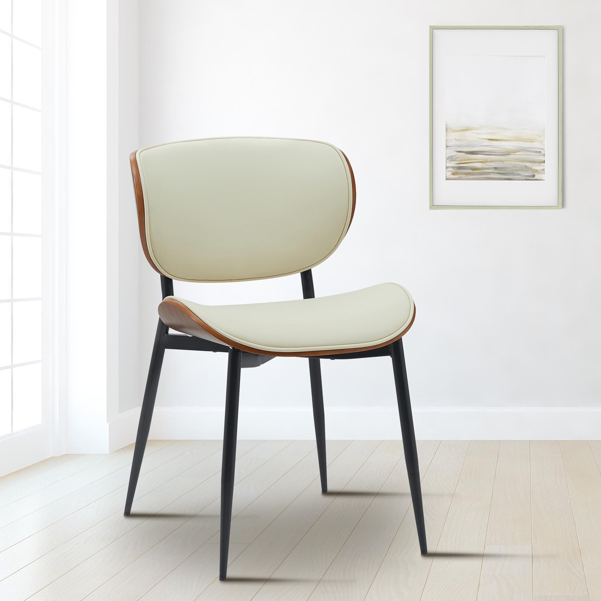 furnicato Besucherstuhl Stuhl Enid 50x54x80 cm walnuss/creme (1 St)