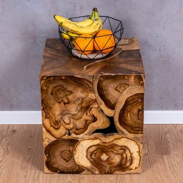 Levandeo® Couchtisch, Beistelltisch Hocker Teakholz Tisch Höhe 45cm Holzhocker Holztisch