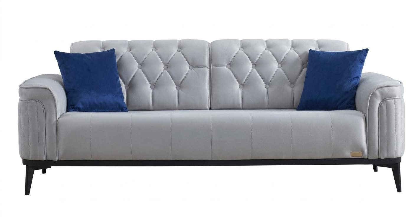 JVmoebel Chesterfield-Sofa Stilvolles graues 3-Sitzer Designersofa für das Wohnzimmer, 1 Teile, Made in Europa