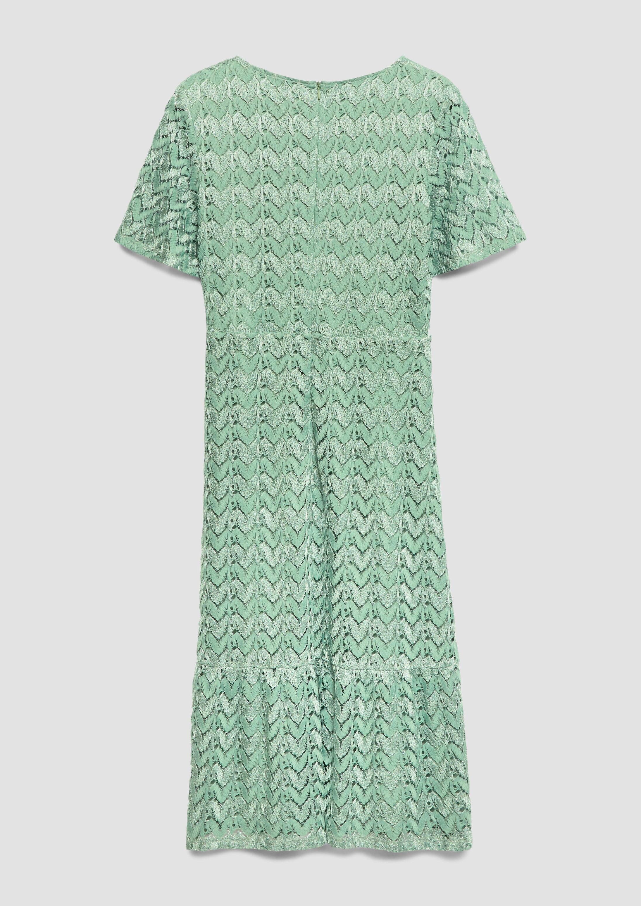 s.Oliver Midikleid Kleid Midi-Kleid mit Glitzergarn und Ajourmuster
