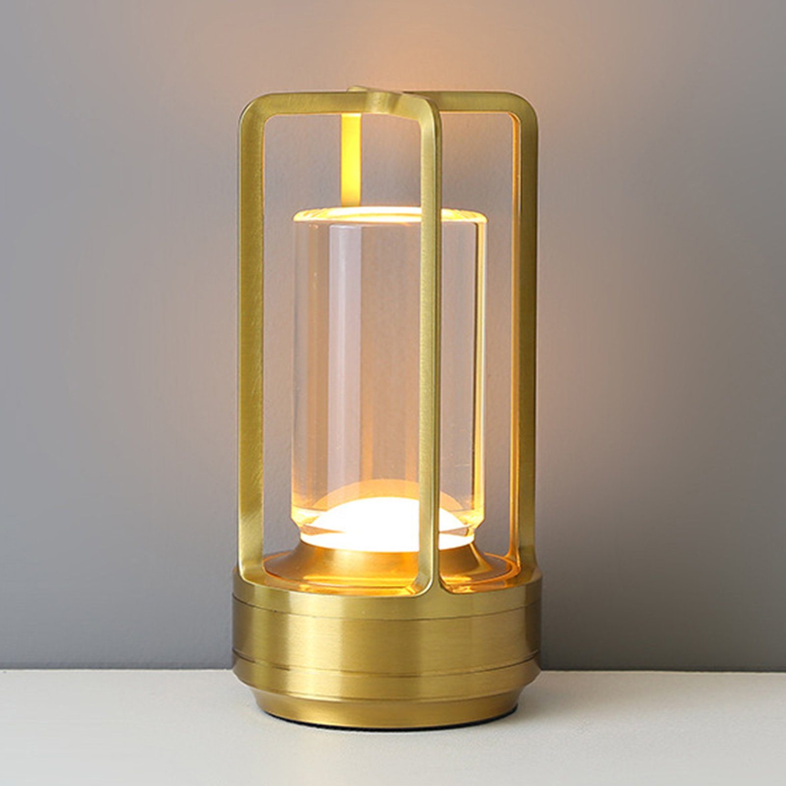 Rutaqian LED Lampion LED Tischlampe, KristalllaterneTischlampe,Kristalllaternenlampe, Touch und Einstellbares dreifarbiges Licht Für Heimdekoration Golden