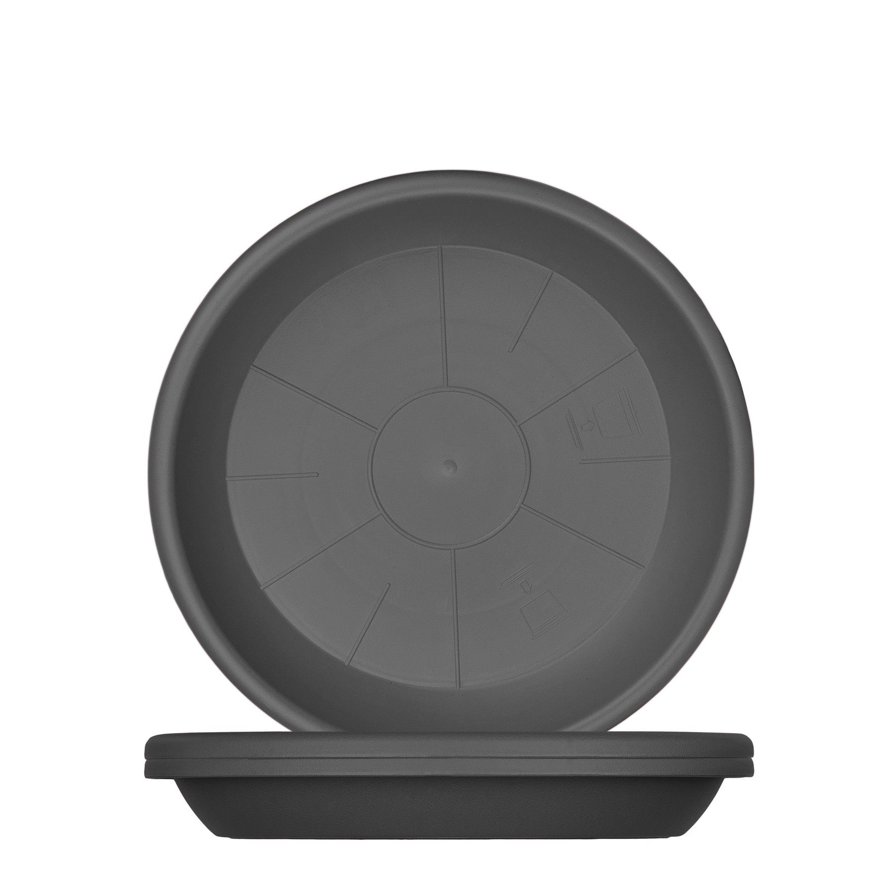BigDean Blumentopfuntersetzer für Pflanzkübel Kunststoff rund, Zubehör für Pflanztöpfe, Packung, 3-tlg., Bodendurchmesser außen: ca. 29 cm Farbe: Anthrazit
