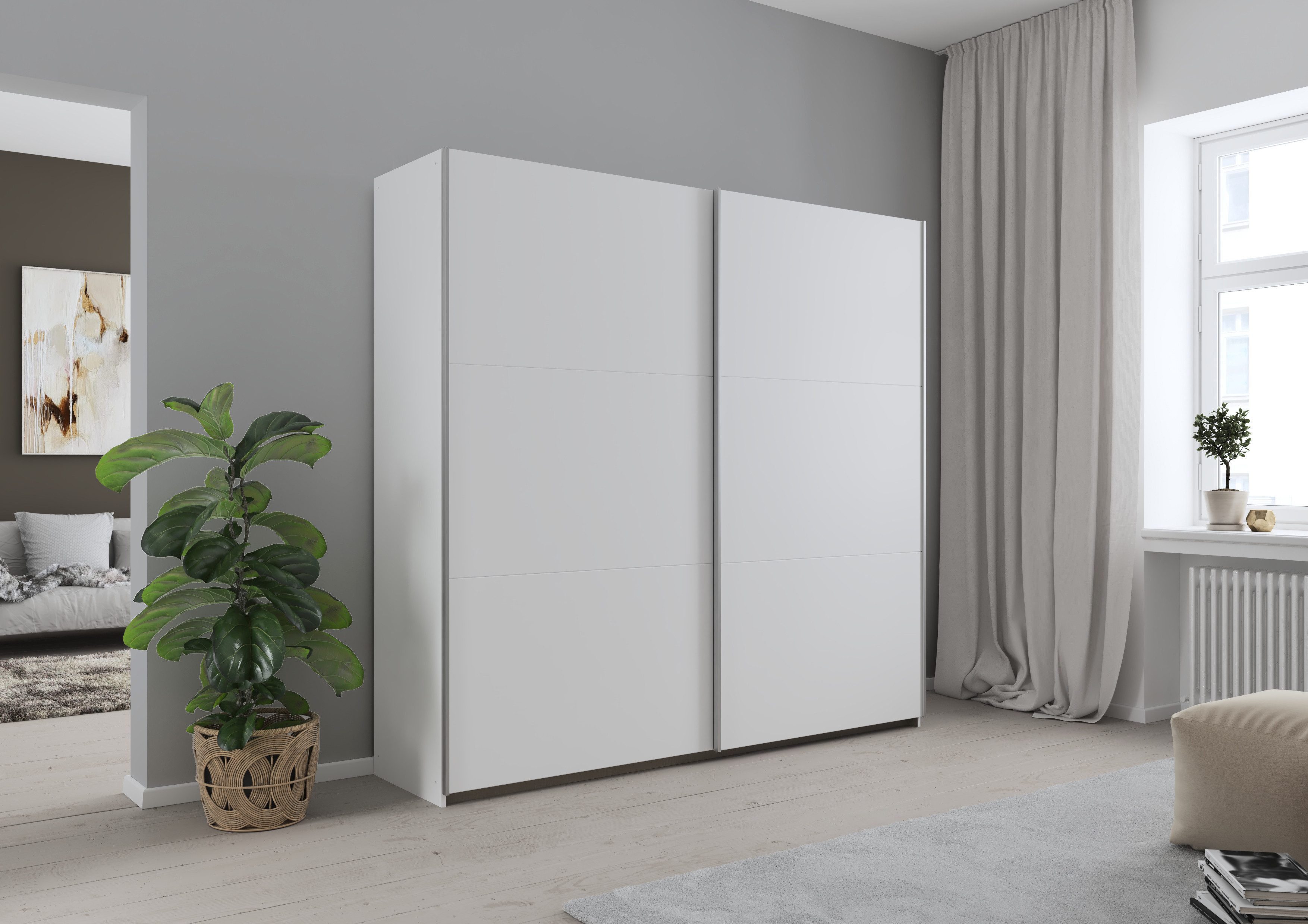 rauch Schwebetürenschrank AURELIO Kleiderschrank Garderobe (3 Ausstattungen BASIC/CLASSIC/PREMIUM (inkl. SOFT-CLOSE-FUNKTION) 3 verschiedene Ausstattungsvarianten Griffe aus Metall MADE IN GERMANY