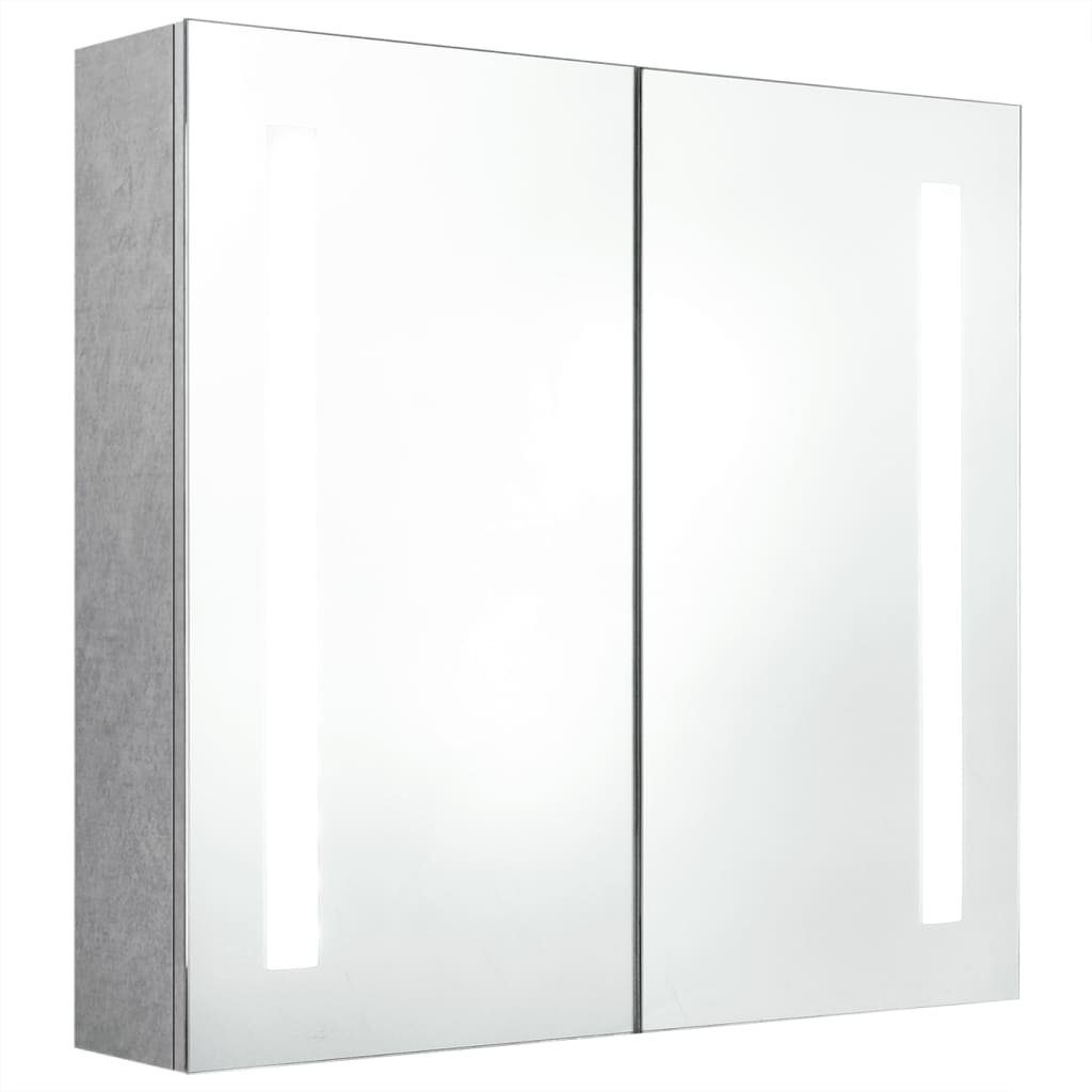 vidaXL Badezimmerspiegelschrank LED-Bad-Spiegelschrank Betongrau 62x14x60 cm